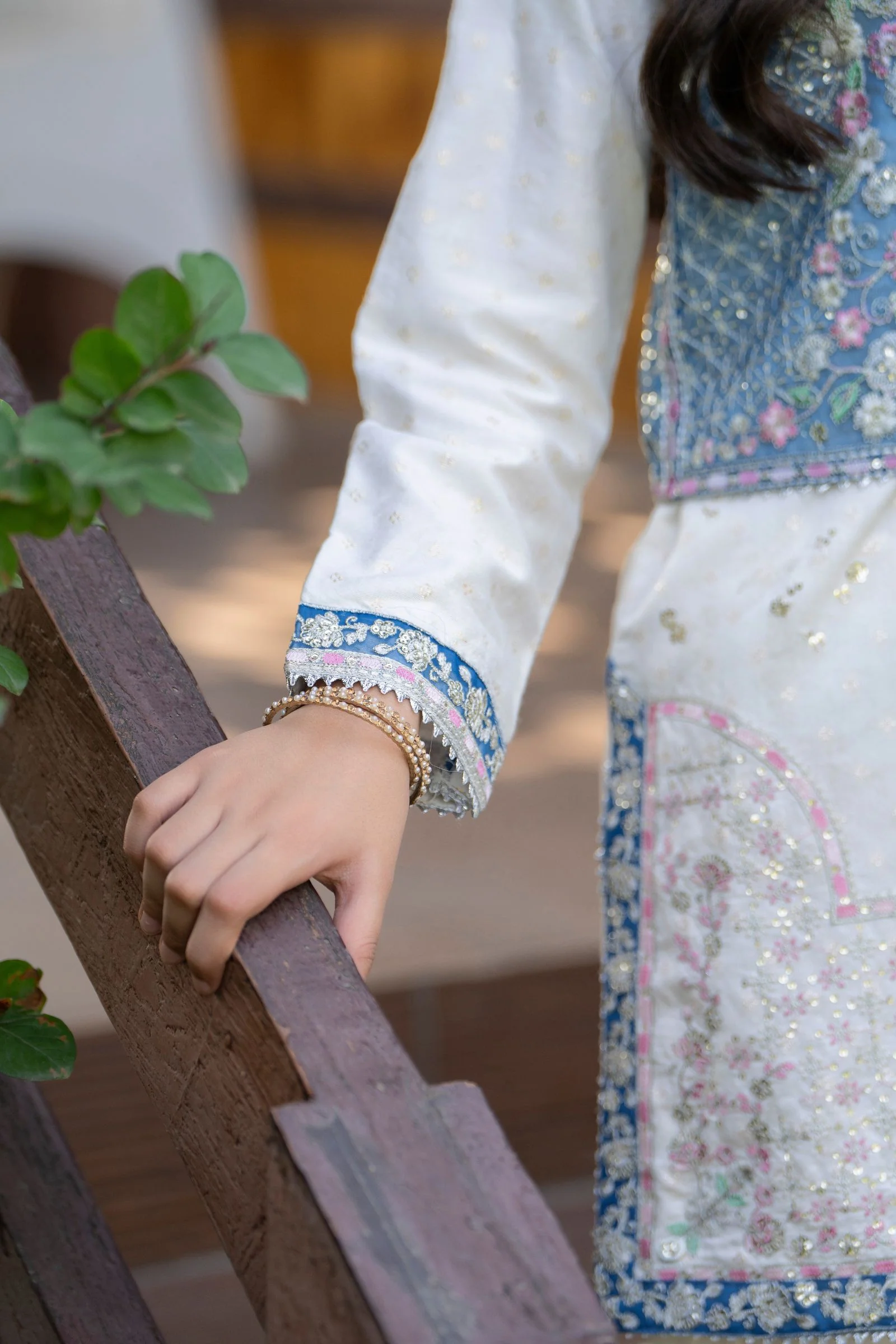 Motif Girls Embroidered Jacquard Suit-698 - Image 3