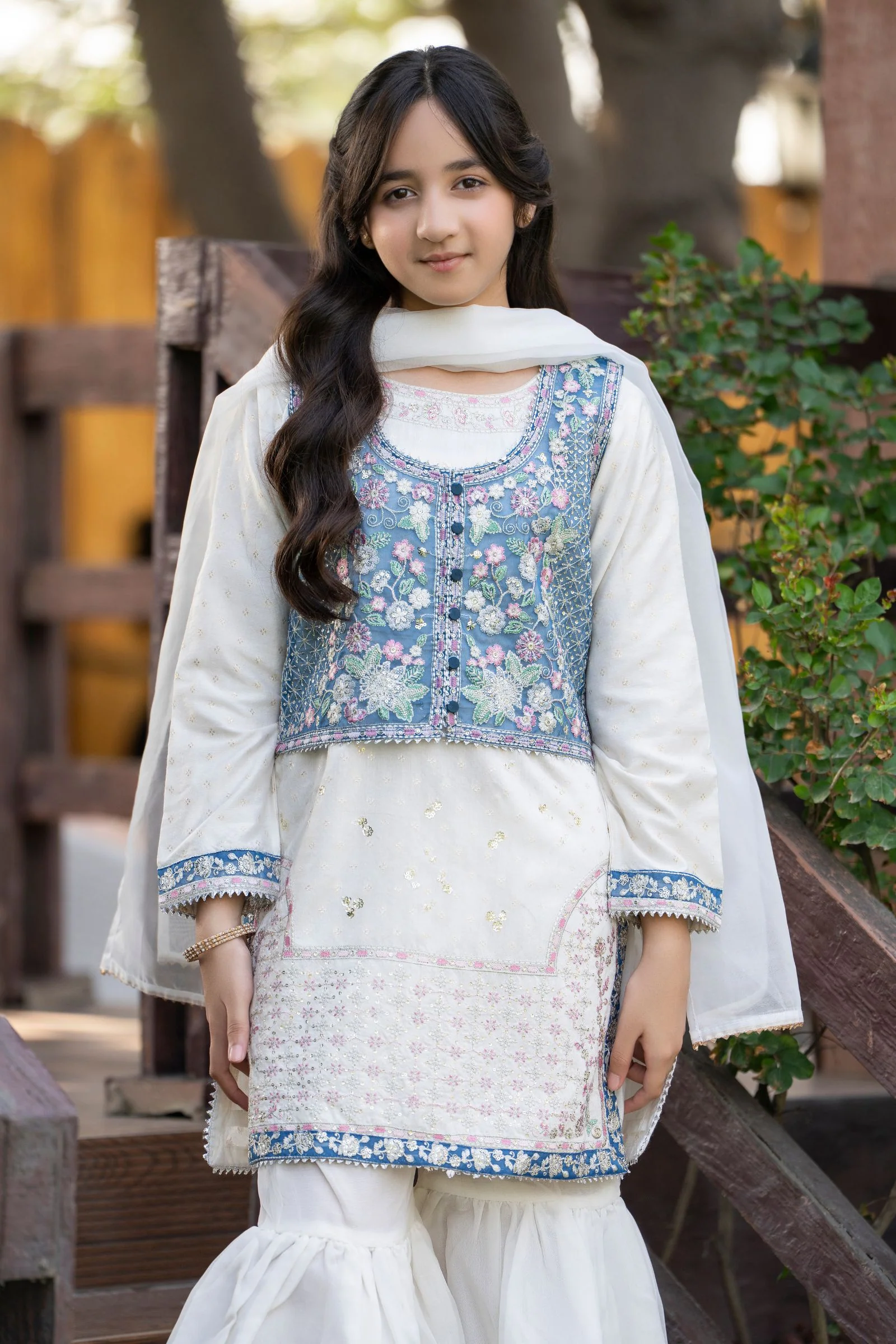 Motif Girls Embroidered Jacquard Suit-698 - Image 5