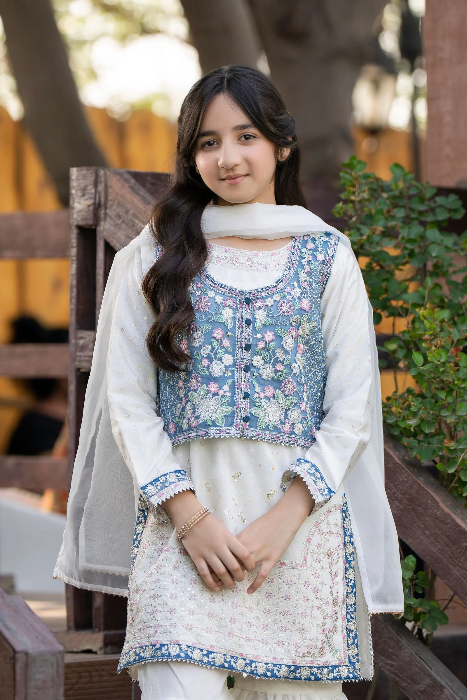 Motif Girls Embroidered Jacquard Suit-698 - Image 6