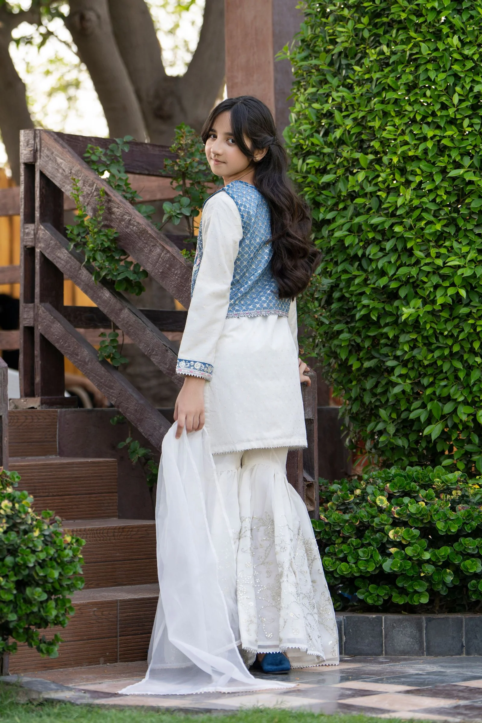 Motif Girls Embroidered Jacquard Suit-698 - Image 7