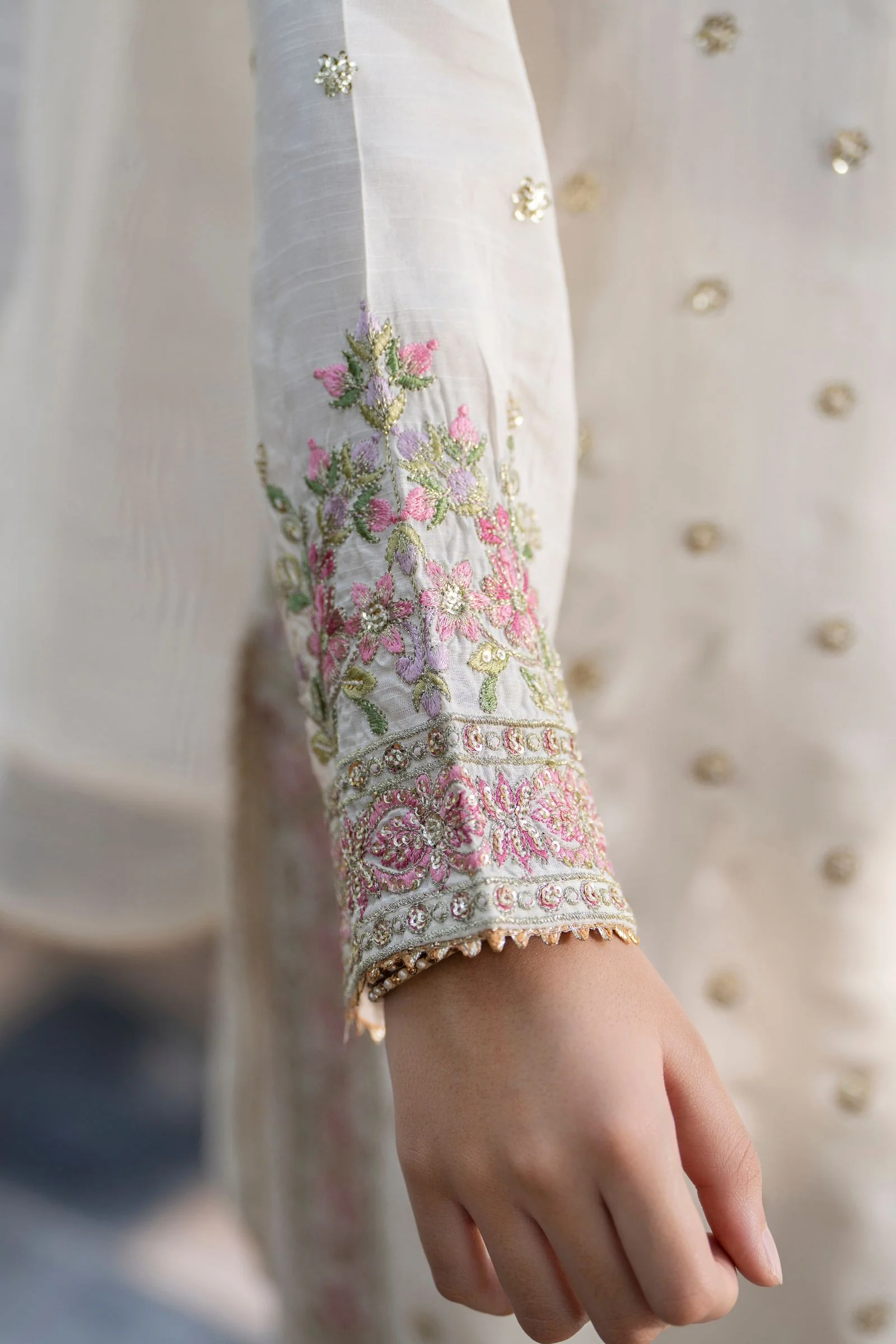Motif Girls Embroidered Silk Suit-710 - Image 6