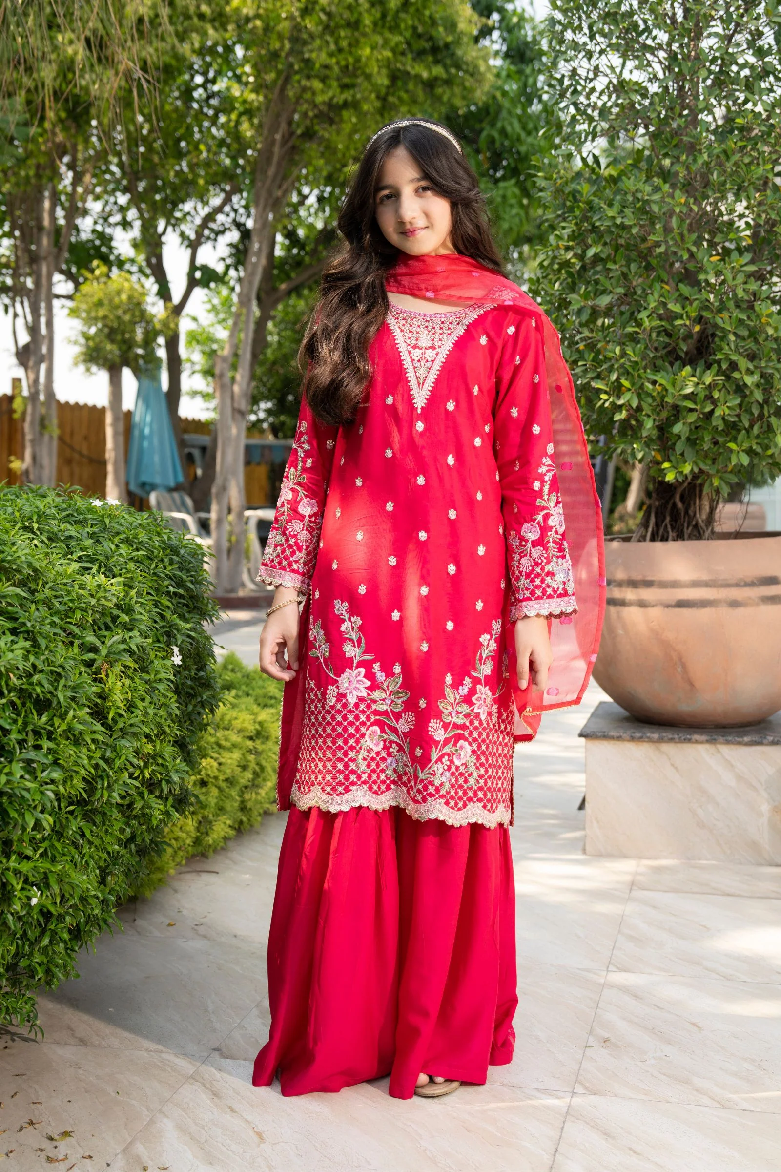 Motif Girls Embroidered Viscose Suit-716