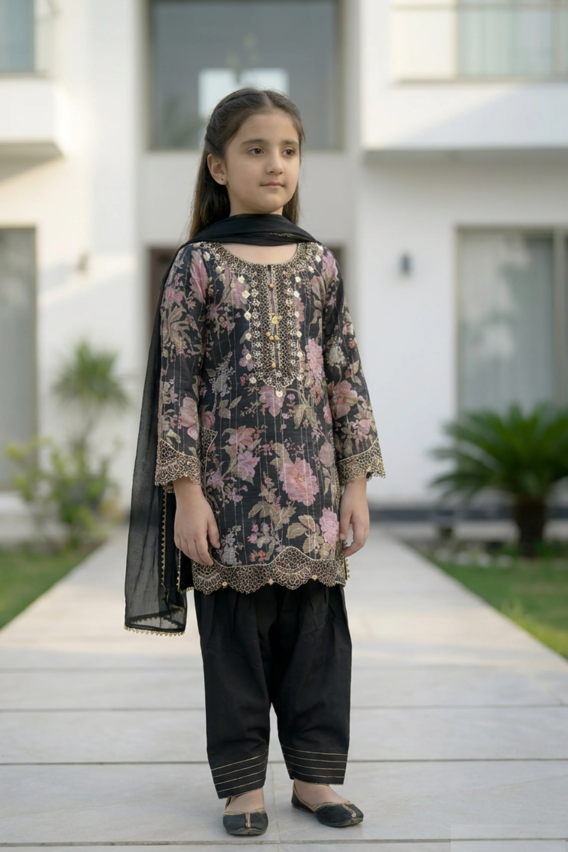 Motif Girls Embroidered suit-671 - Image 10