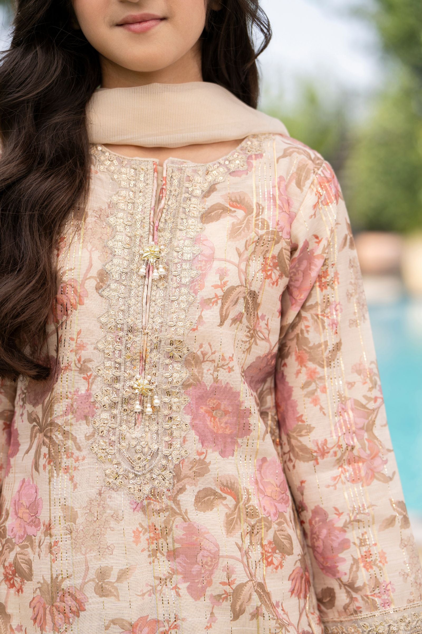 Motif Girls Embroidered suit-671 - Image 2
