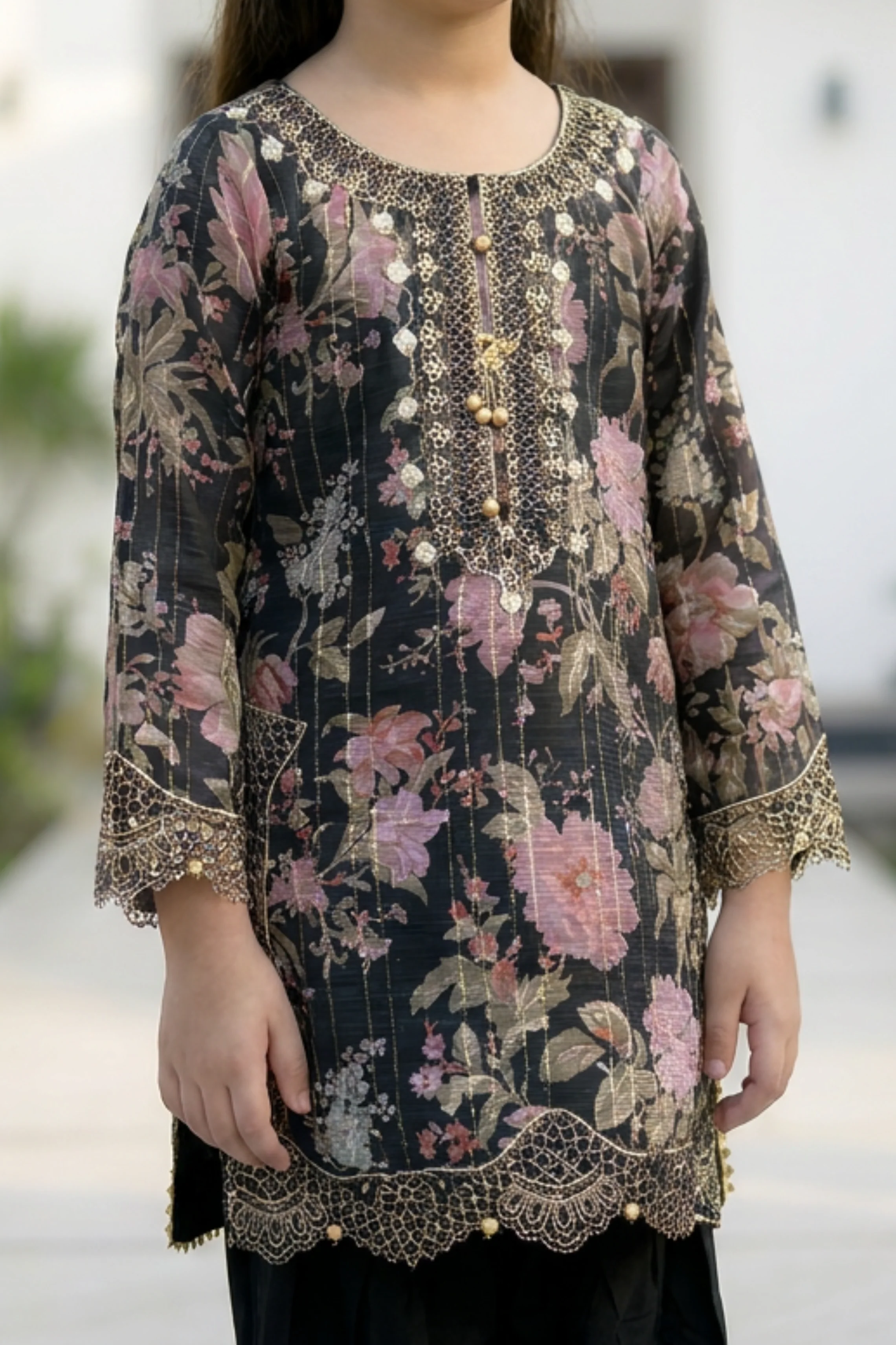 Motif Girls Embroidered suit-671 - Image 8