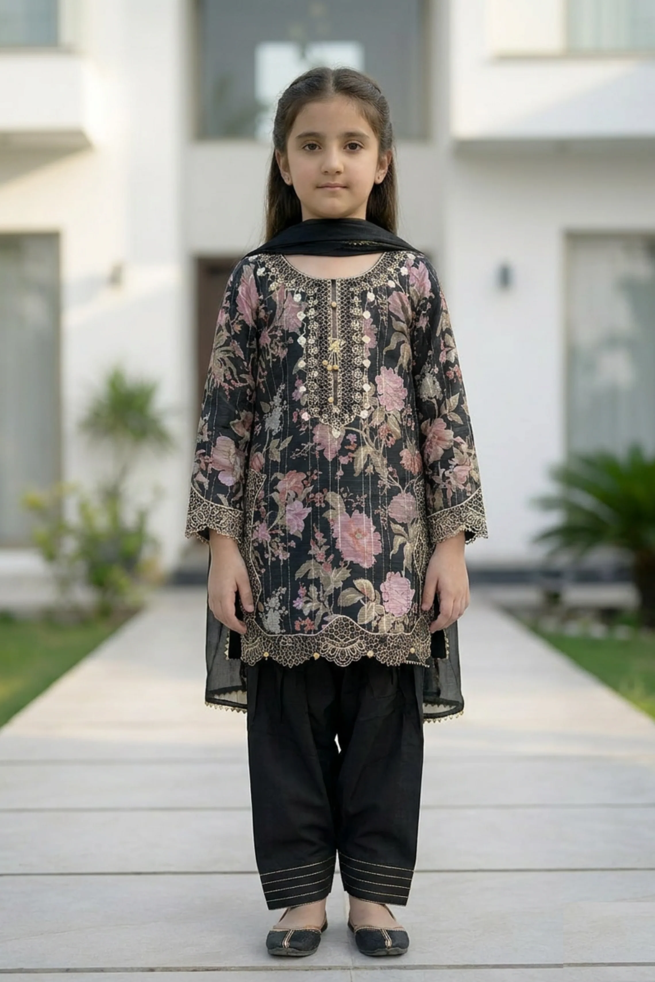 Motif Girls Embroidered suit-671 - Image 9