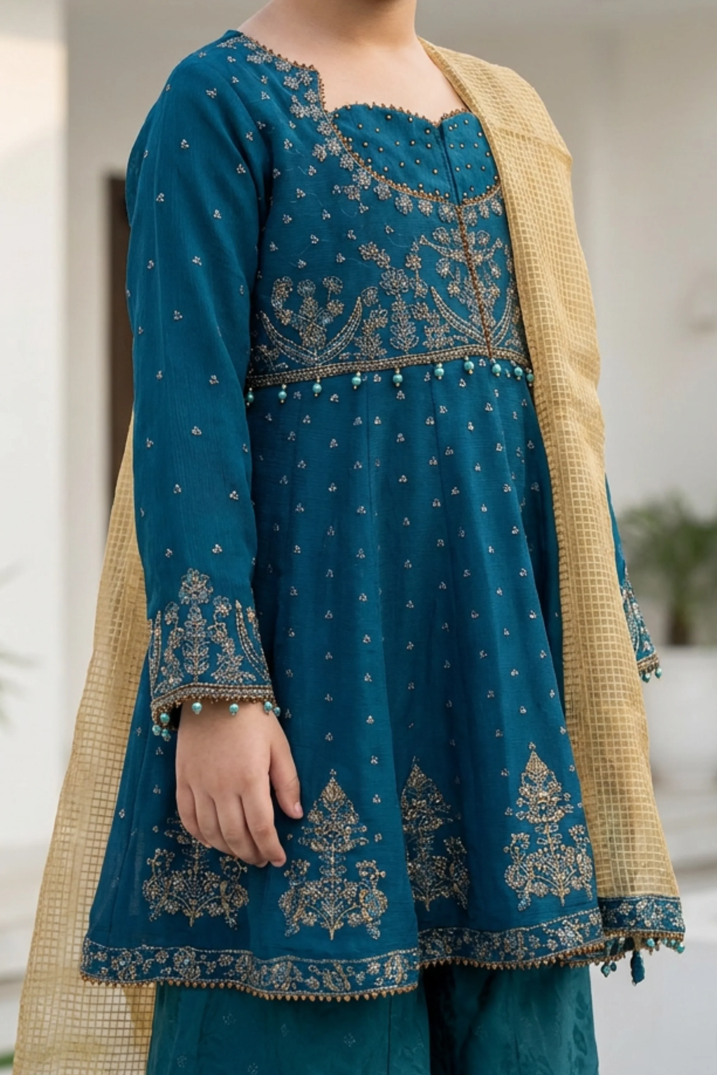 Motif Girls Embroidered suit-688 - Image 2