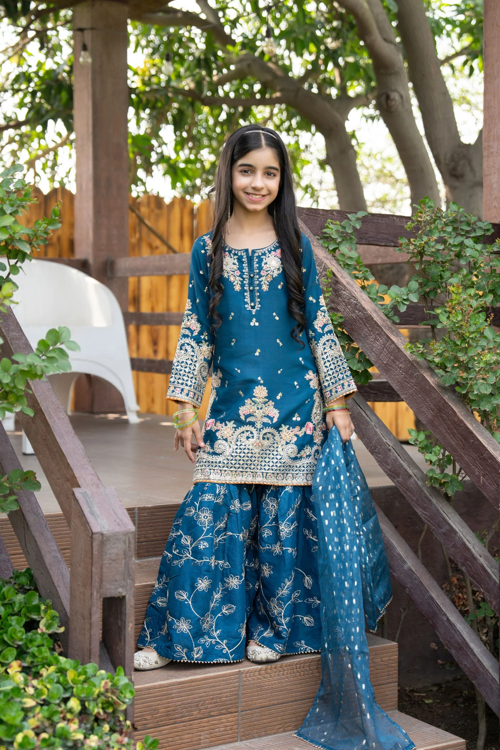 Motif Girls Embroidered Viscose Suit-699