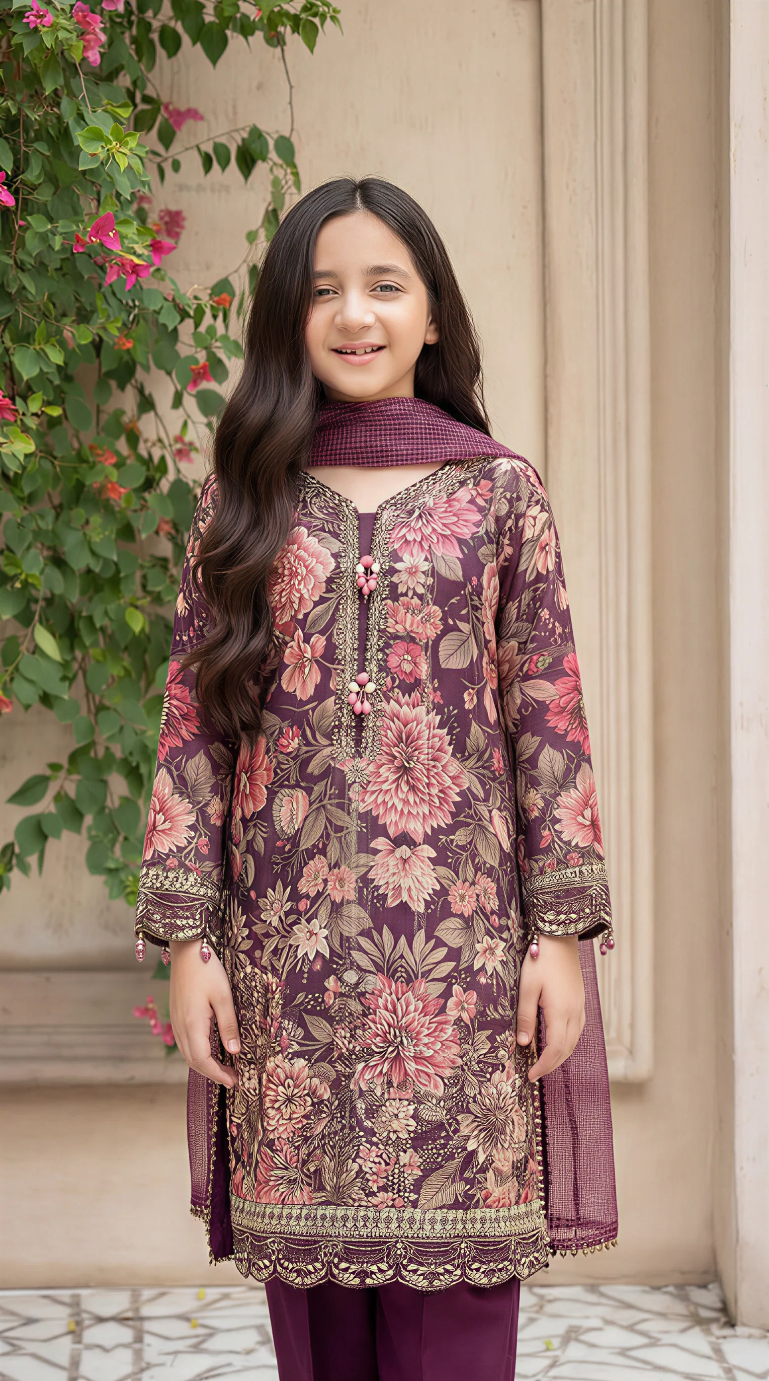 Motif Girls Munar Embroidered suit-683 - Image 2