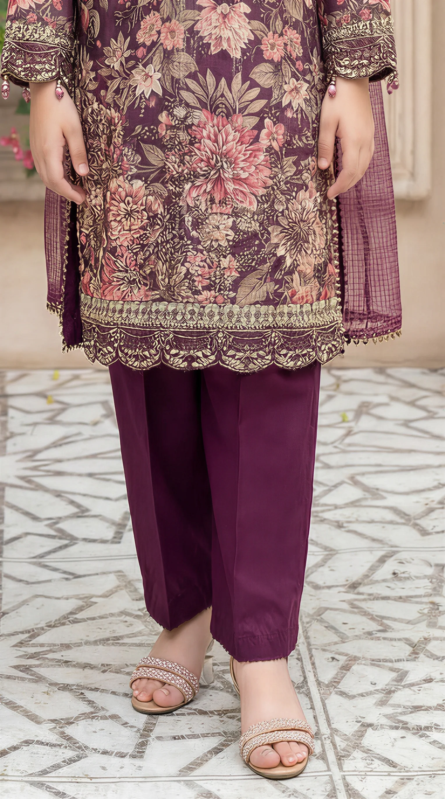 Motif Girls Munar Embroidered suit-683 - Image 5
