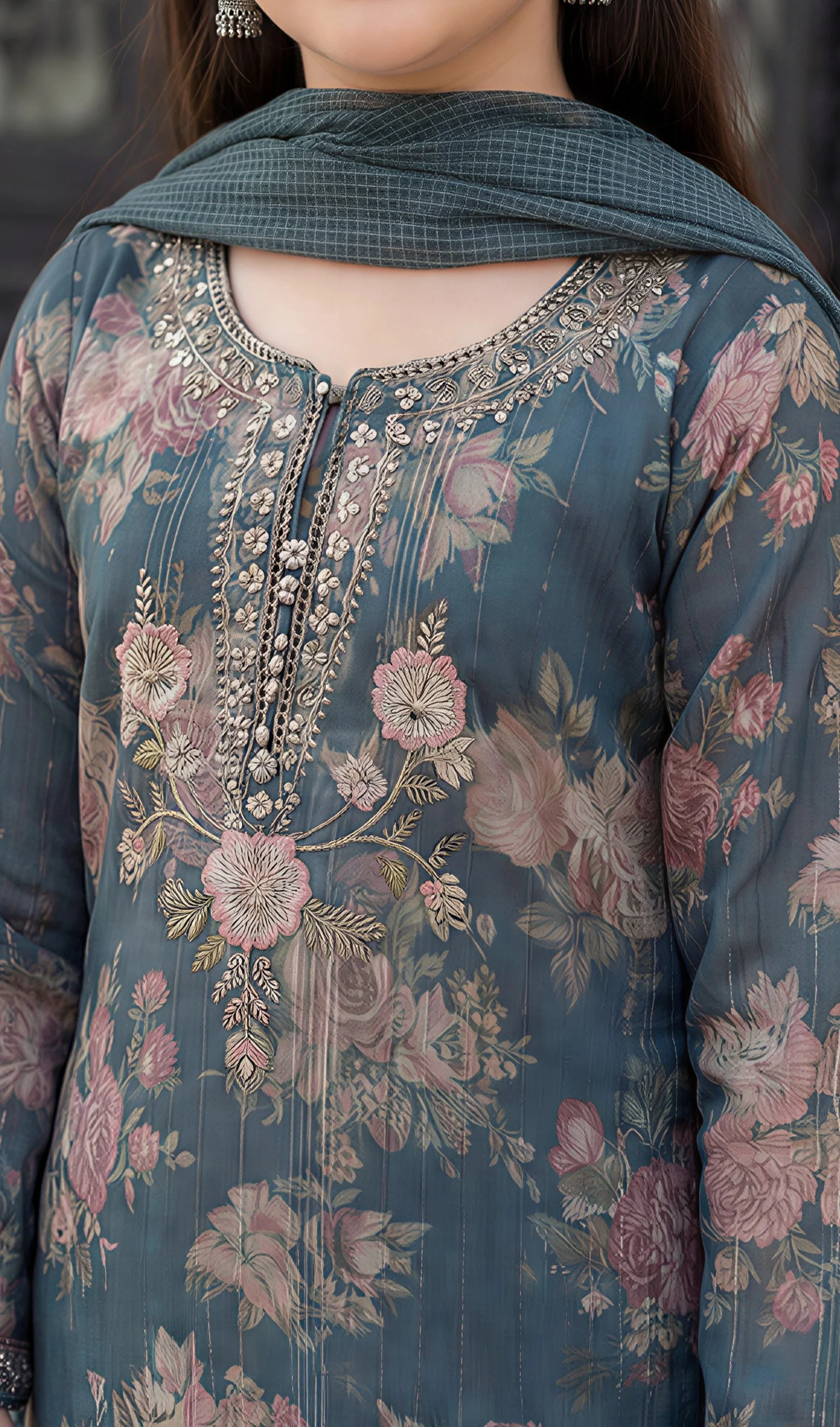 Motif Girls Munar Embroidered suit-684 - Image 2