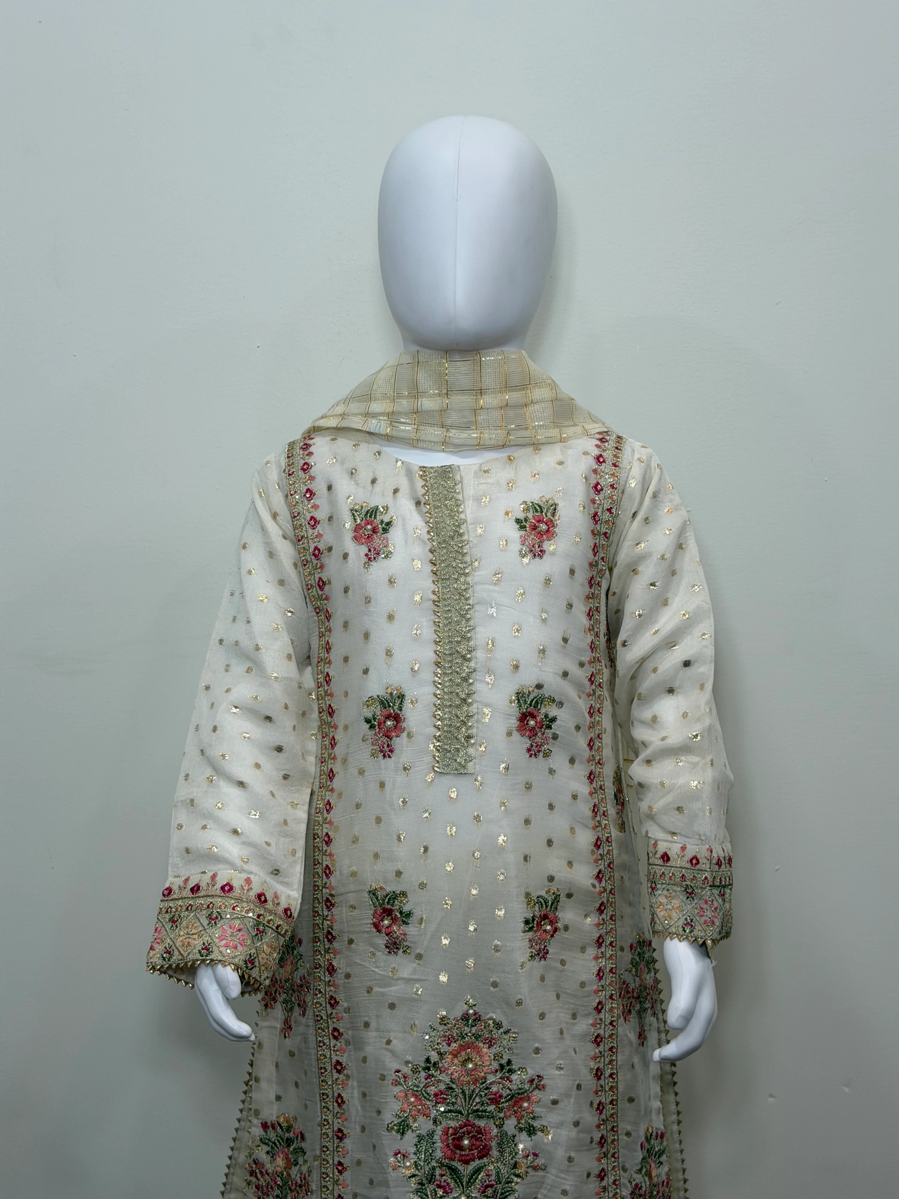 Motif Girls Silk Embroidered Suit-697 - Image 2