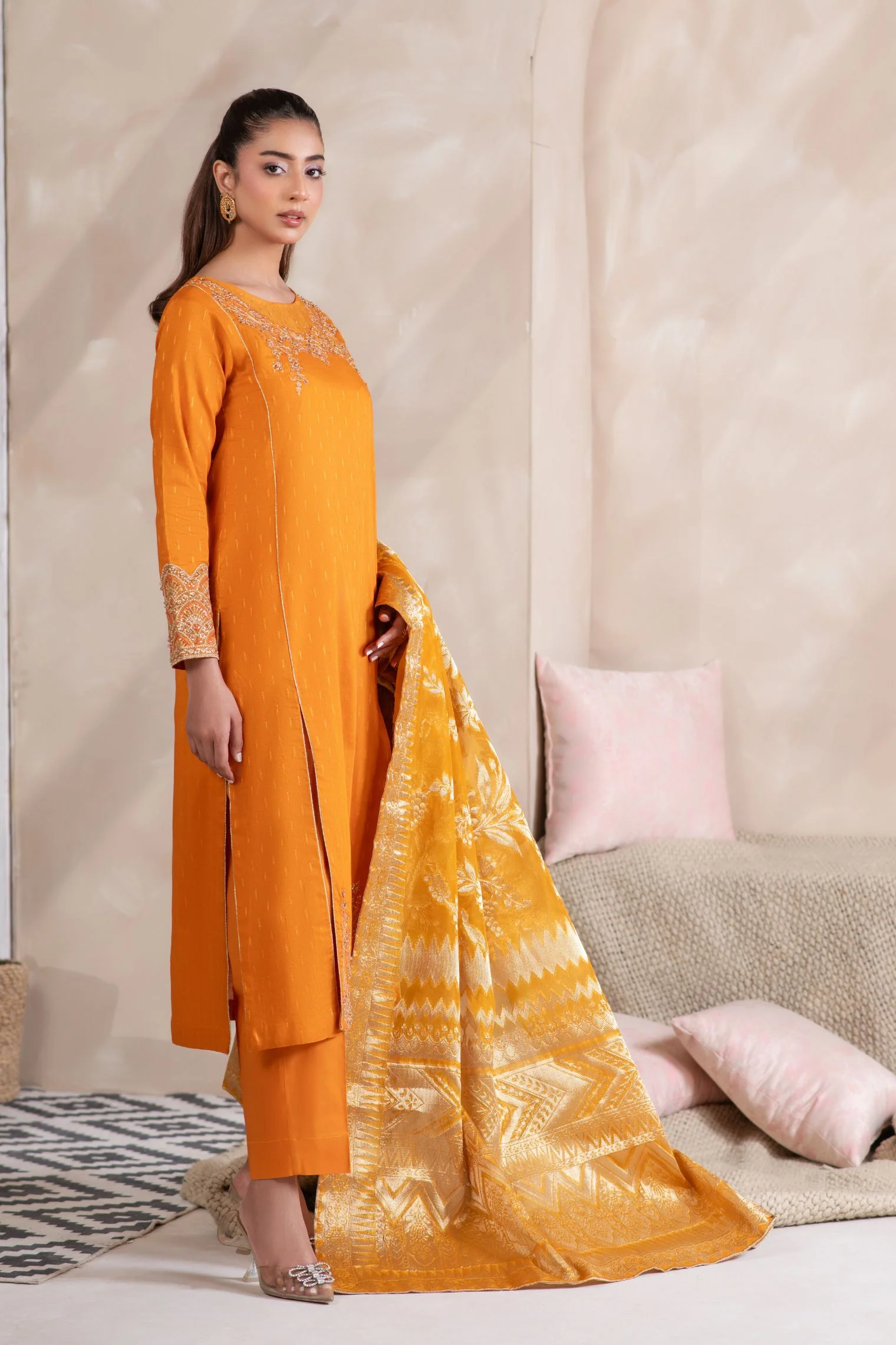 Motif Golden Brosha Embroidered Suit-026 - Image 2
