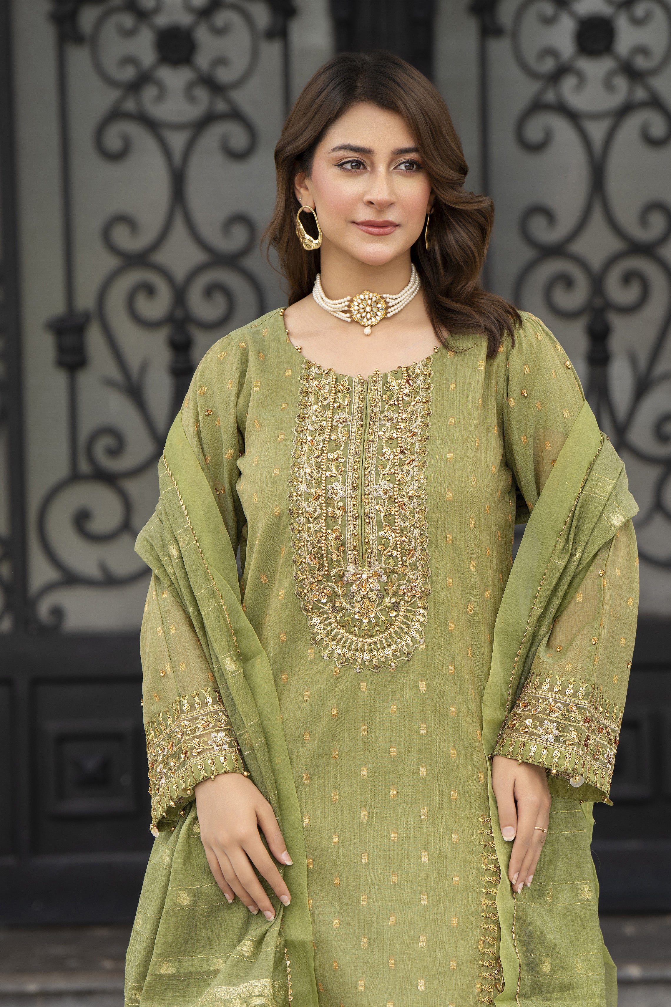 Motif Jacquard Embroidered Suit-358 - Image 5