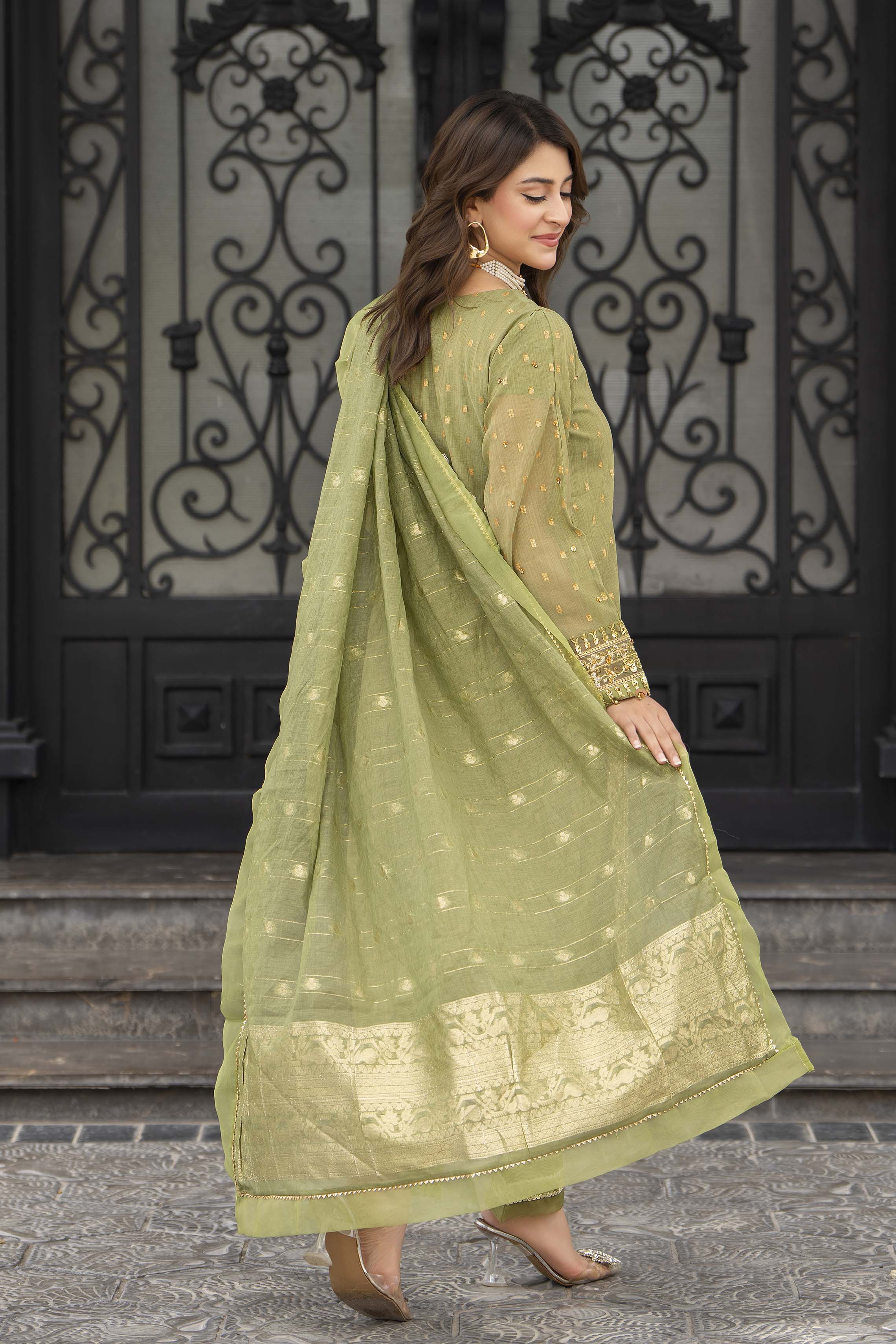 Motif Jacquard Embroidered Suit-358 - Image 7