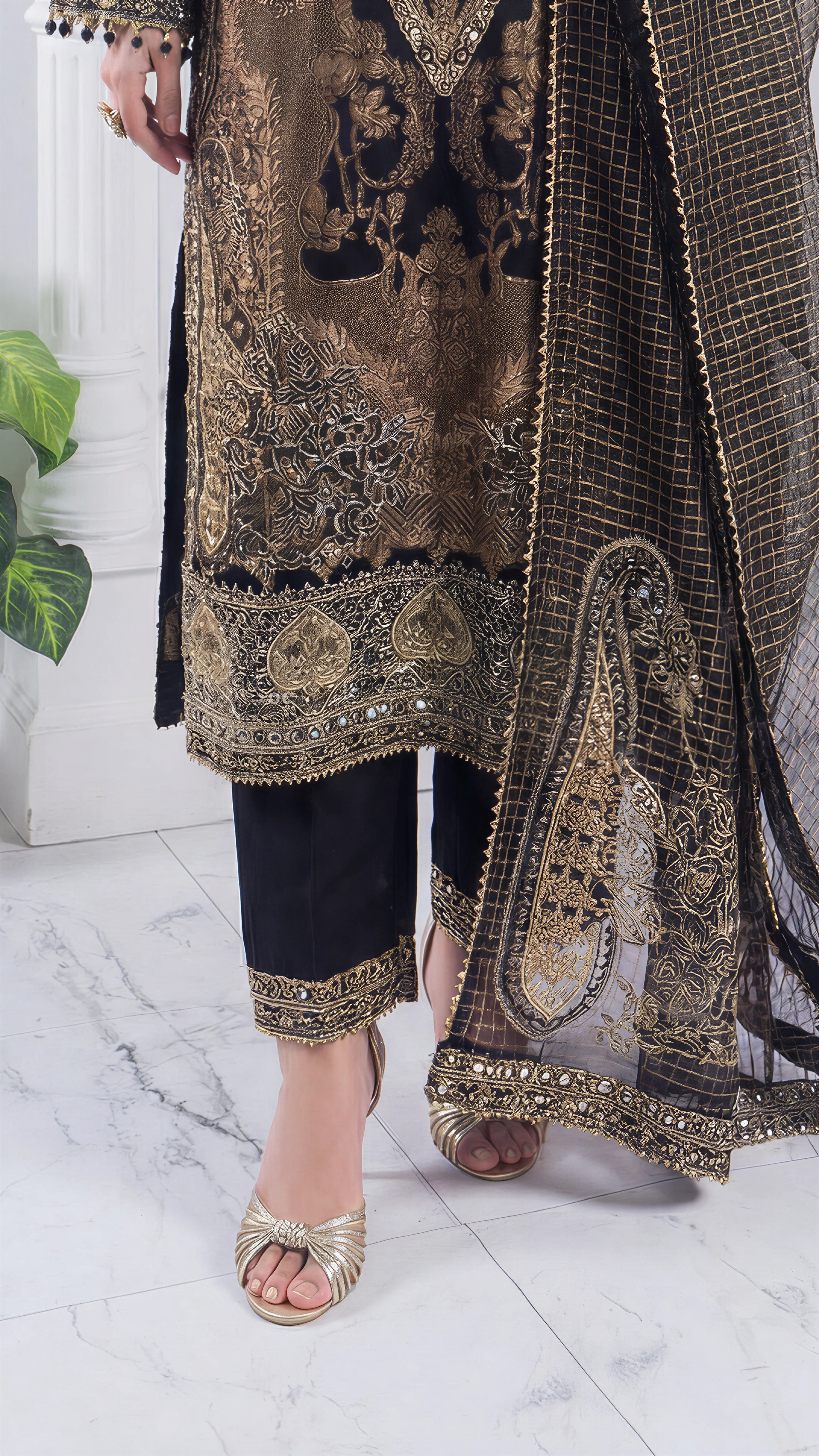 Motif Jacquard Embroidered Suit-3997 - Image 4