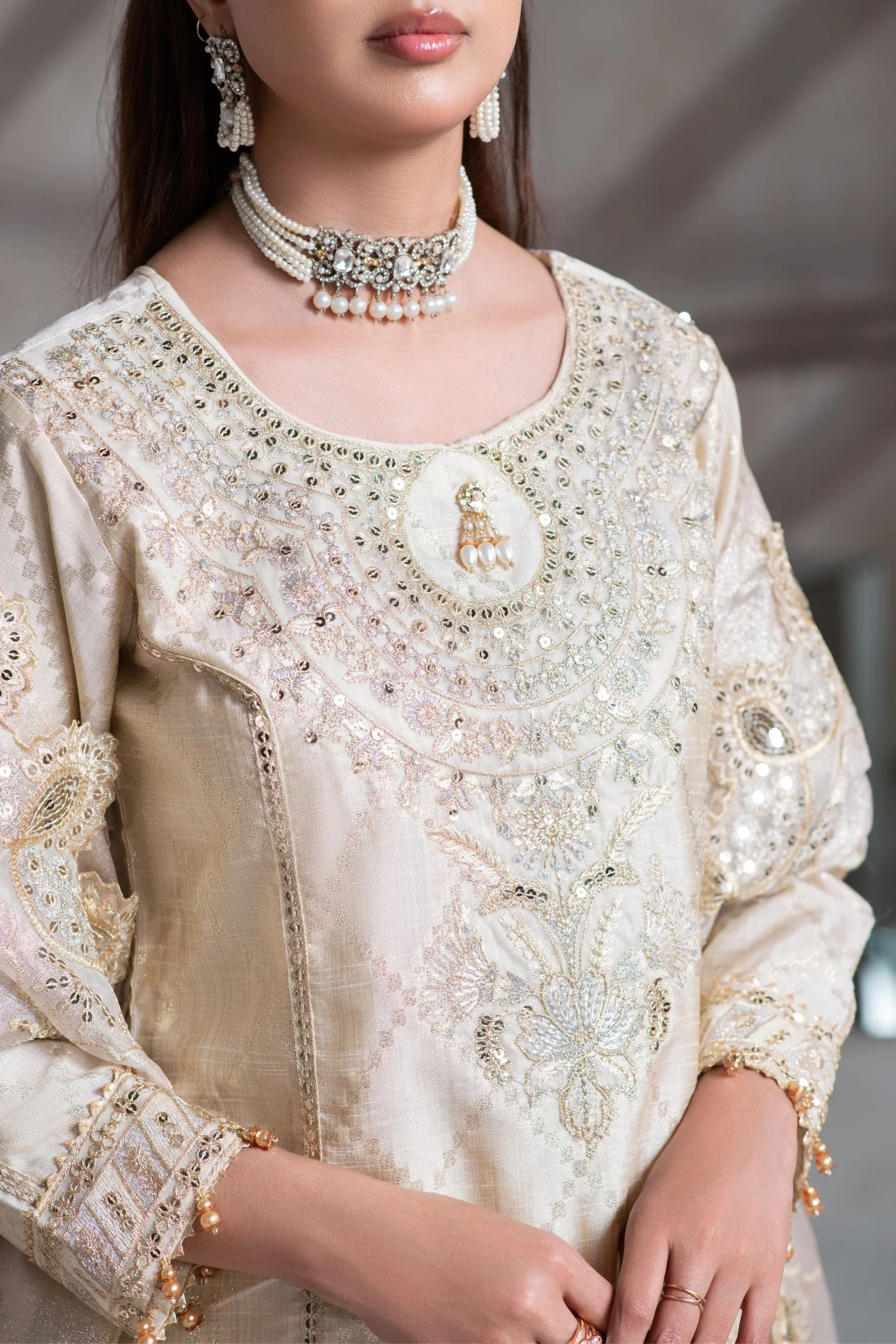 Motif Jacquard Embroidered Suit-4013 - Image 5