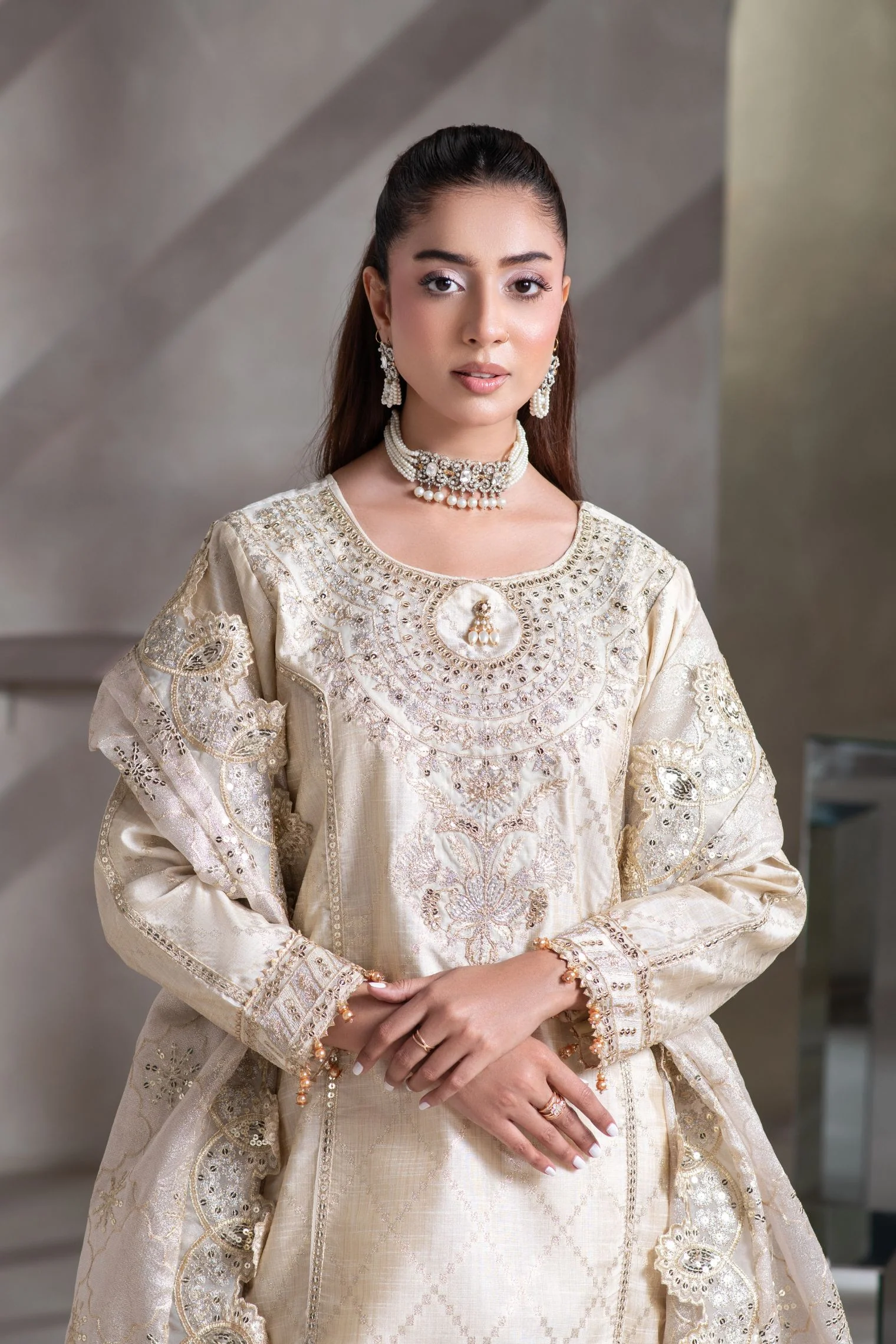 Motif Jacquard Embroidered Suit-4013 - Image 6