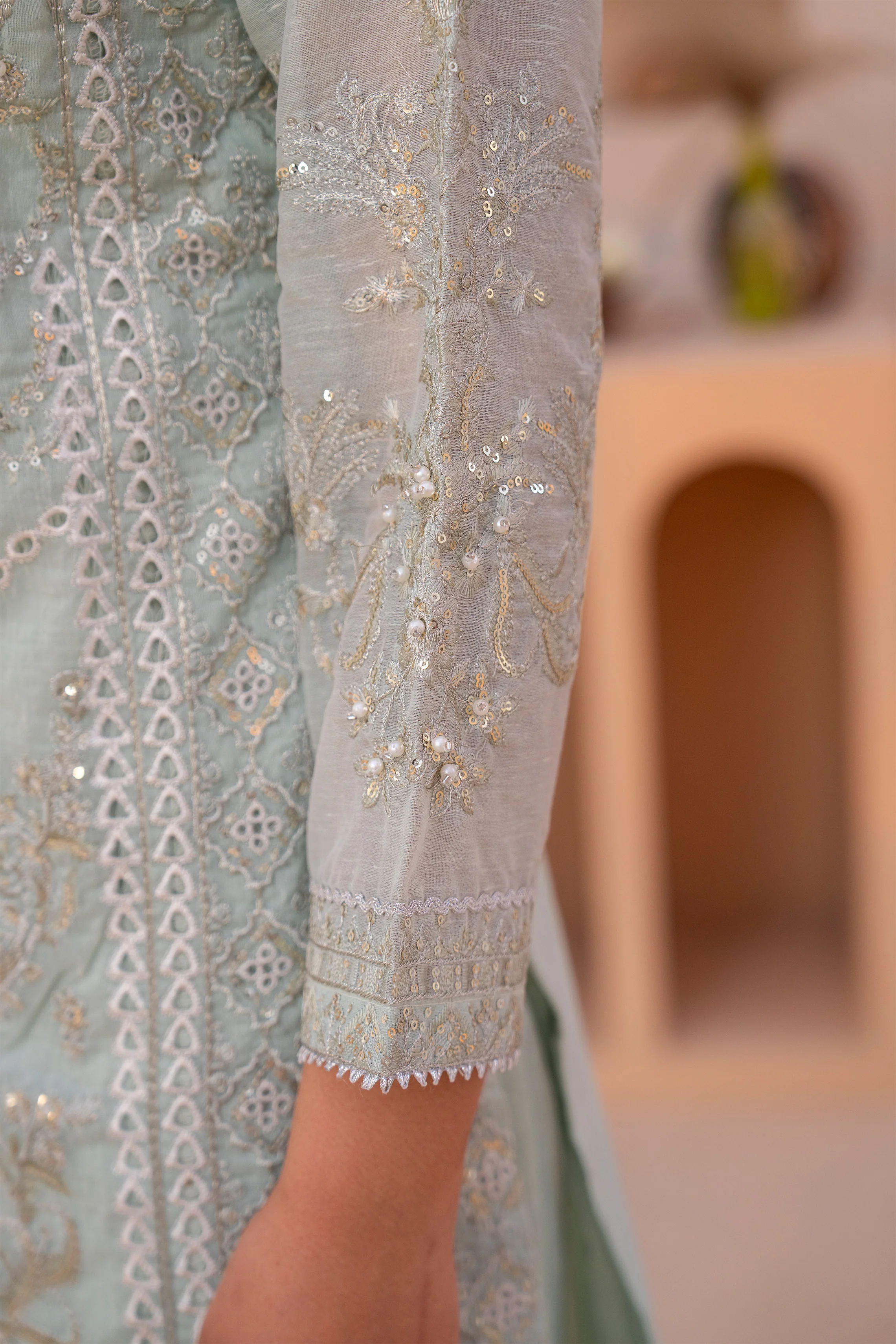 Motif Cotton Embroidered Suit-3540 - Image 5