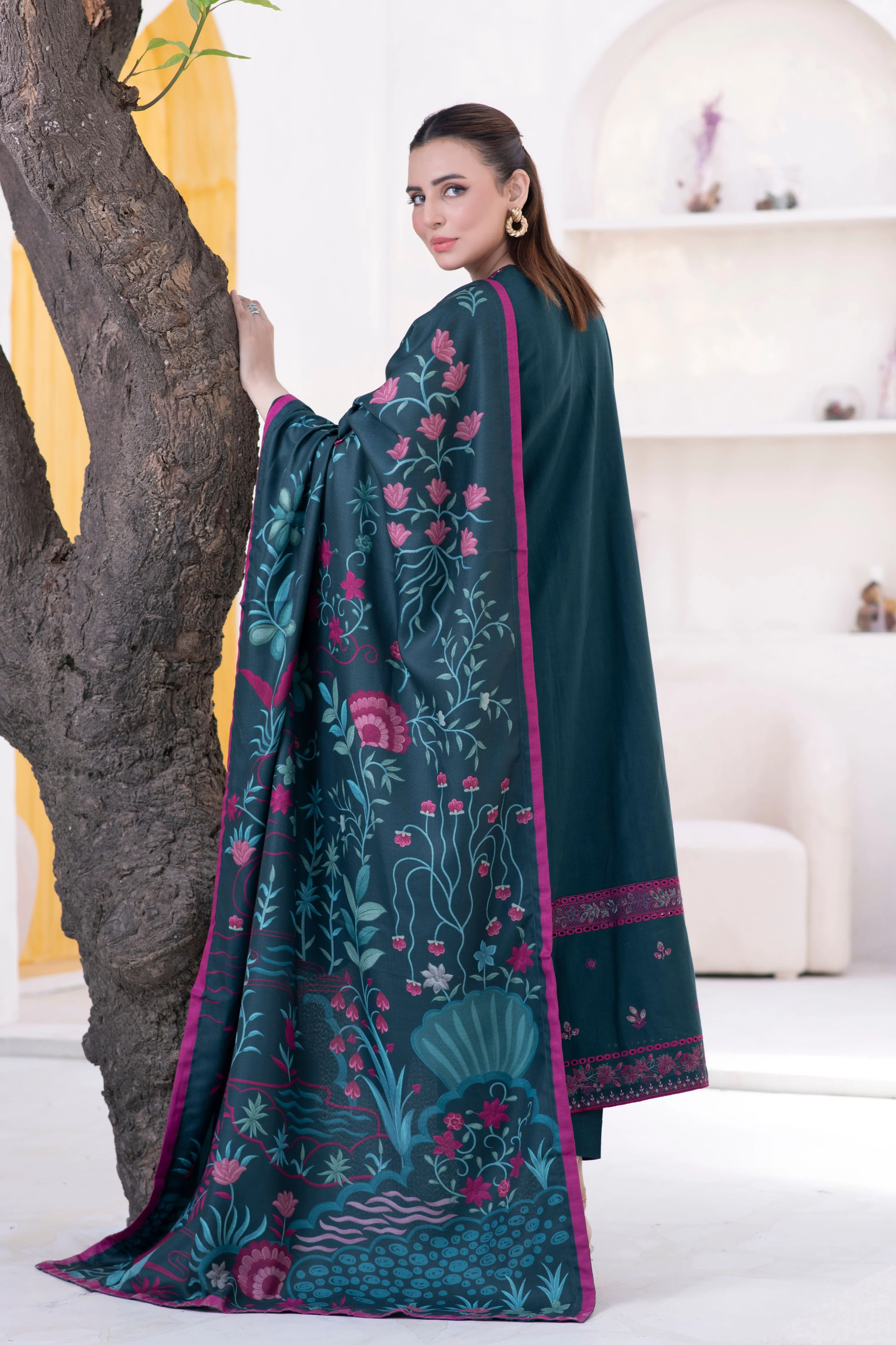 Motif Cambric Embroidered Suit-047 - Image 4