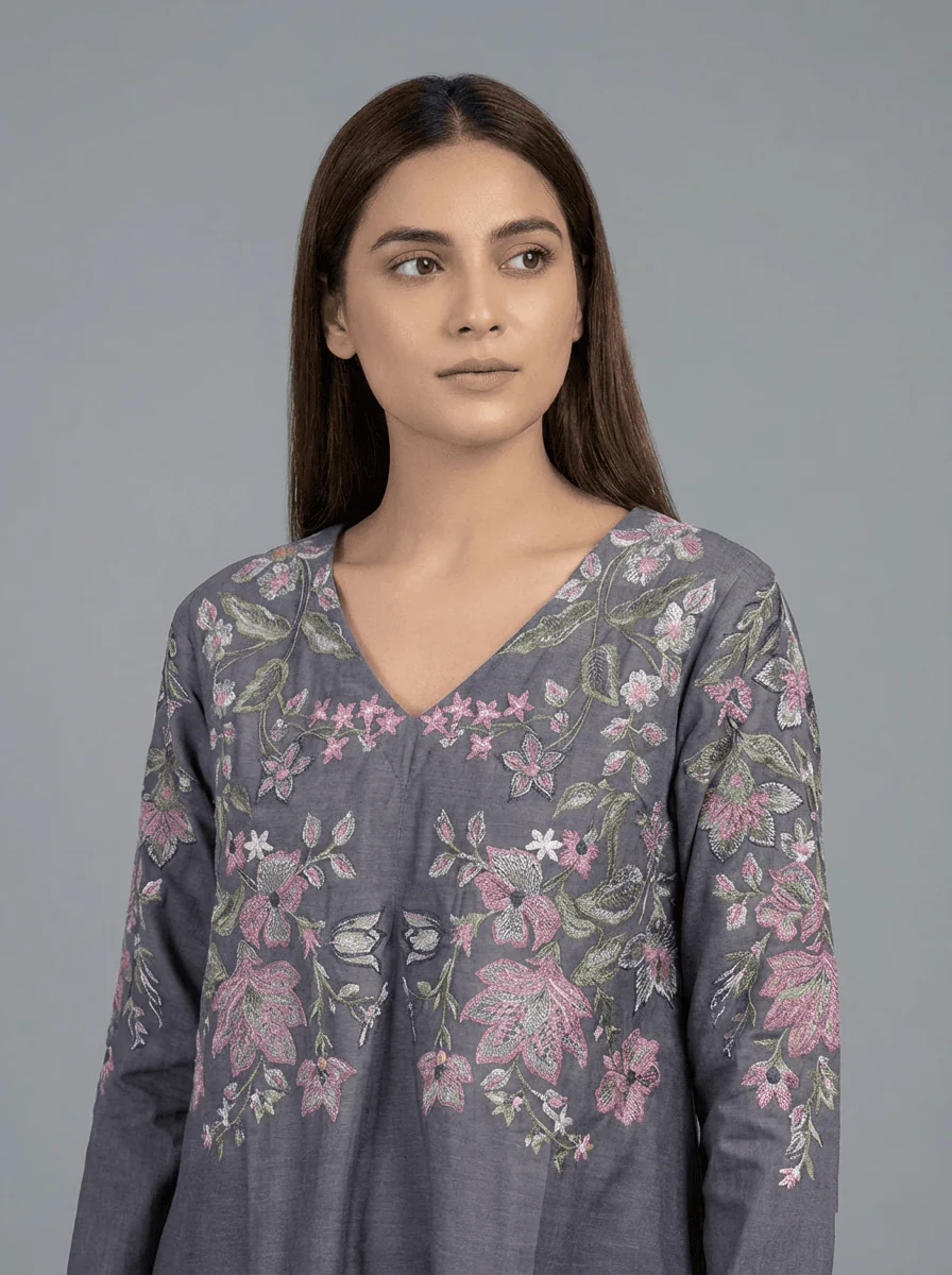 Motif Khaddar Embroidered Co-Ord Set-055 - Image 5