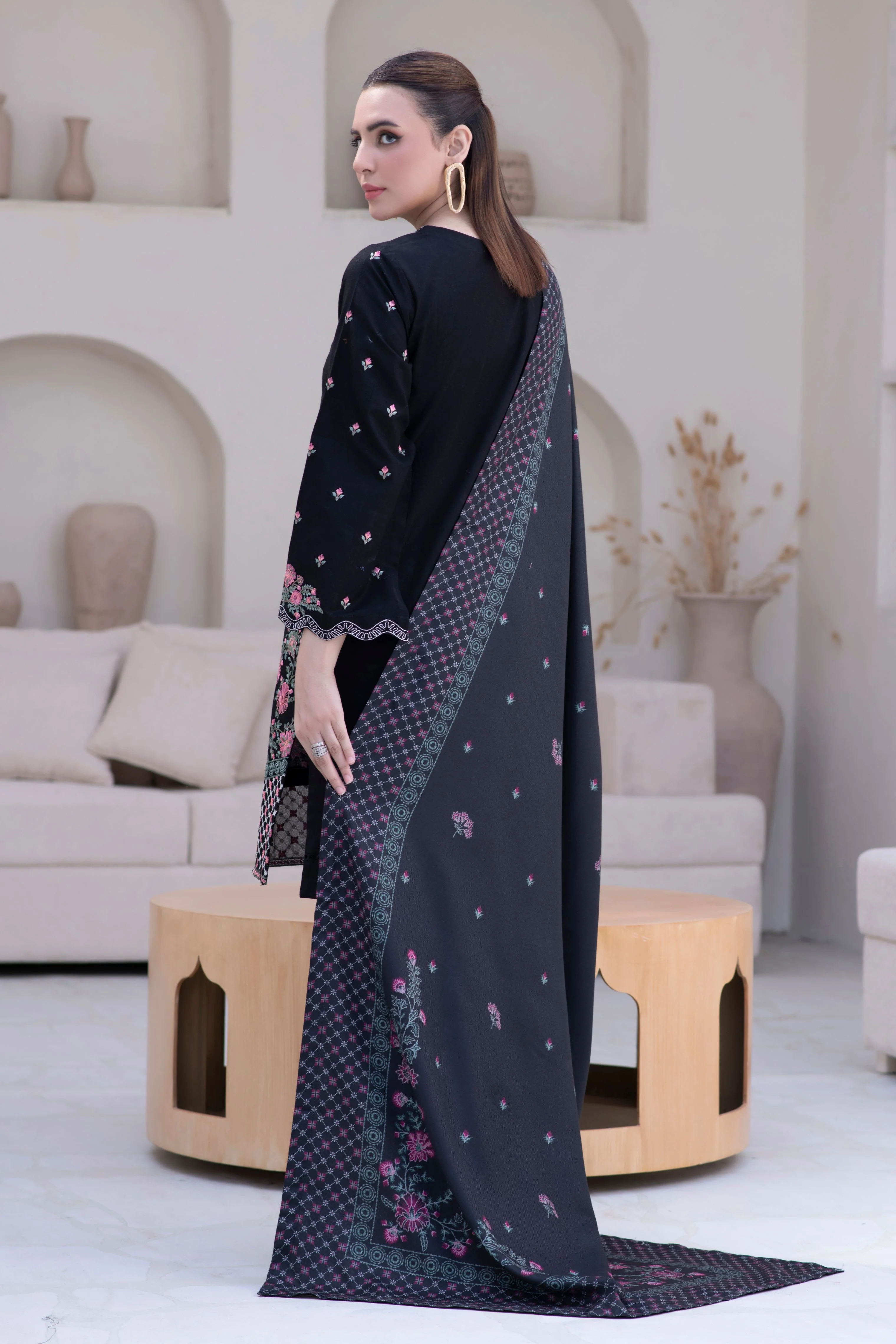 Motif Khaddar Embroidered Suit-049 - Image 5