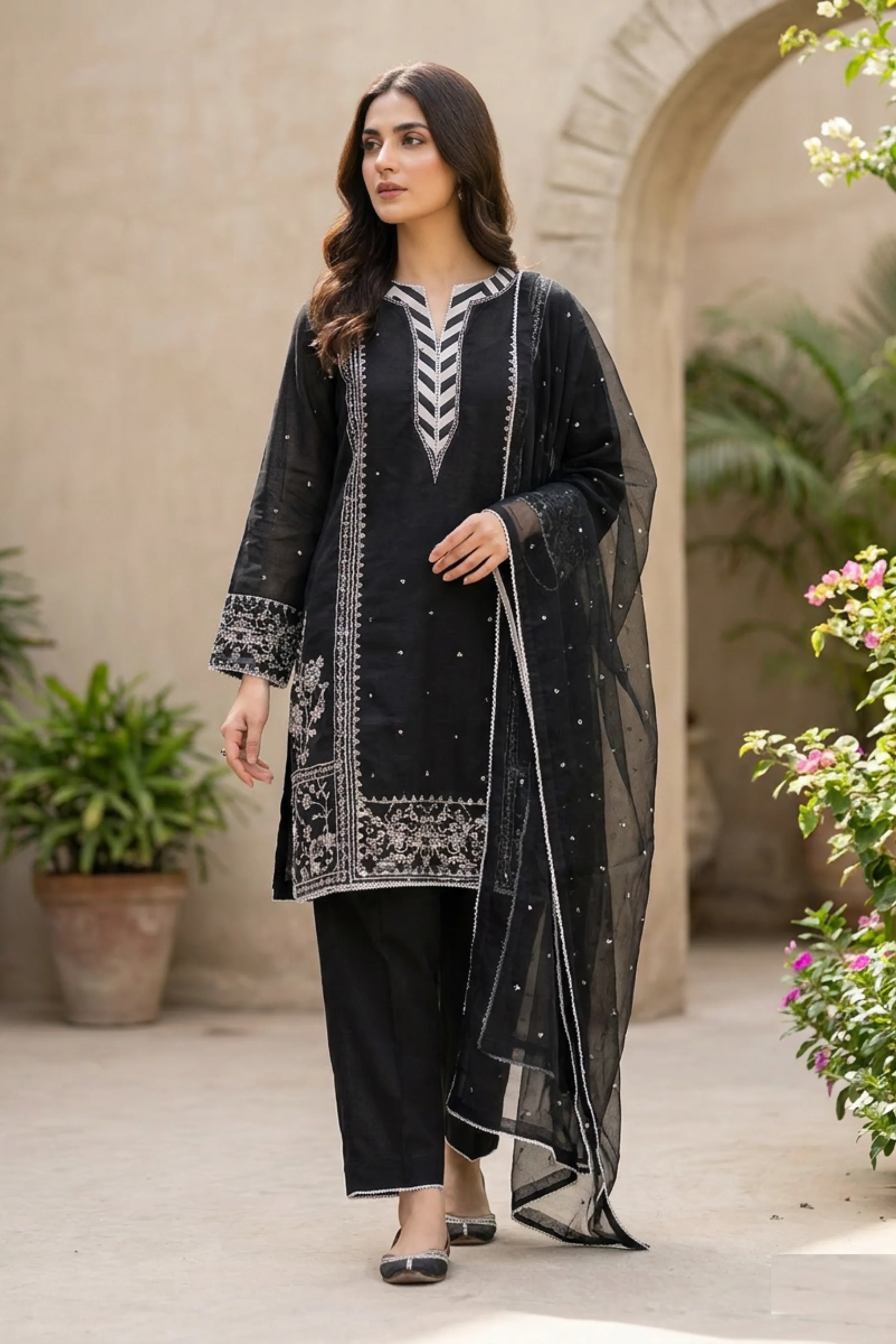Motif Khaddi Net Embroidered Suit-002 - Image 2