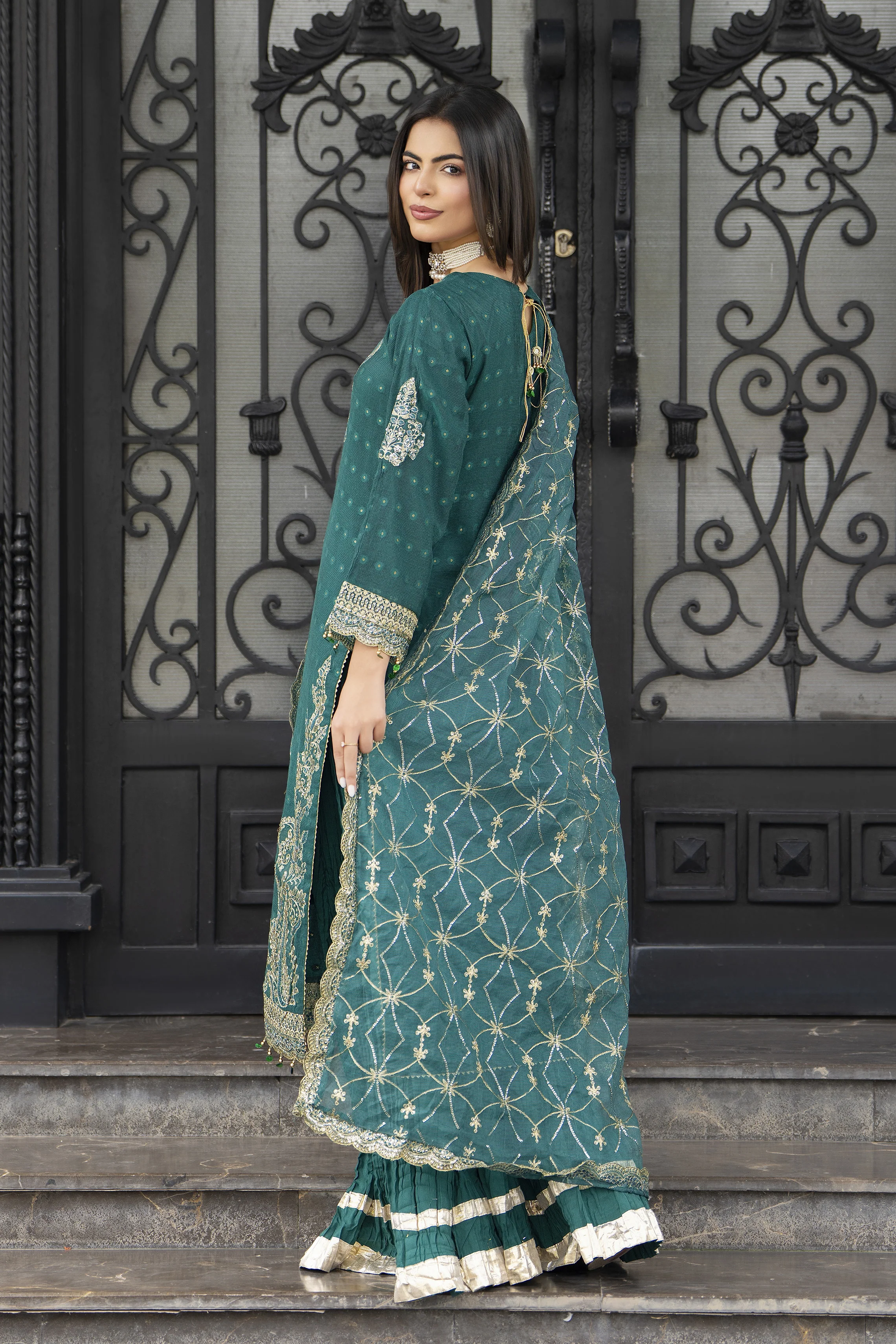 Motif Khaddi Net Embroidered Suit-3806 - Image 5