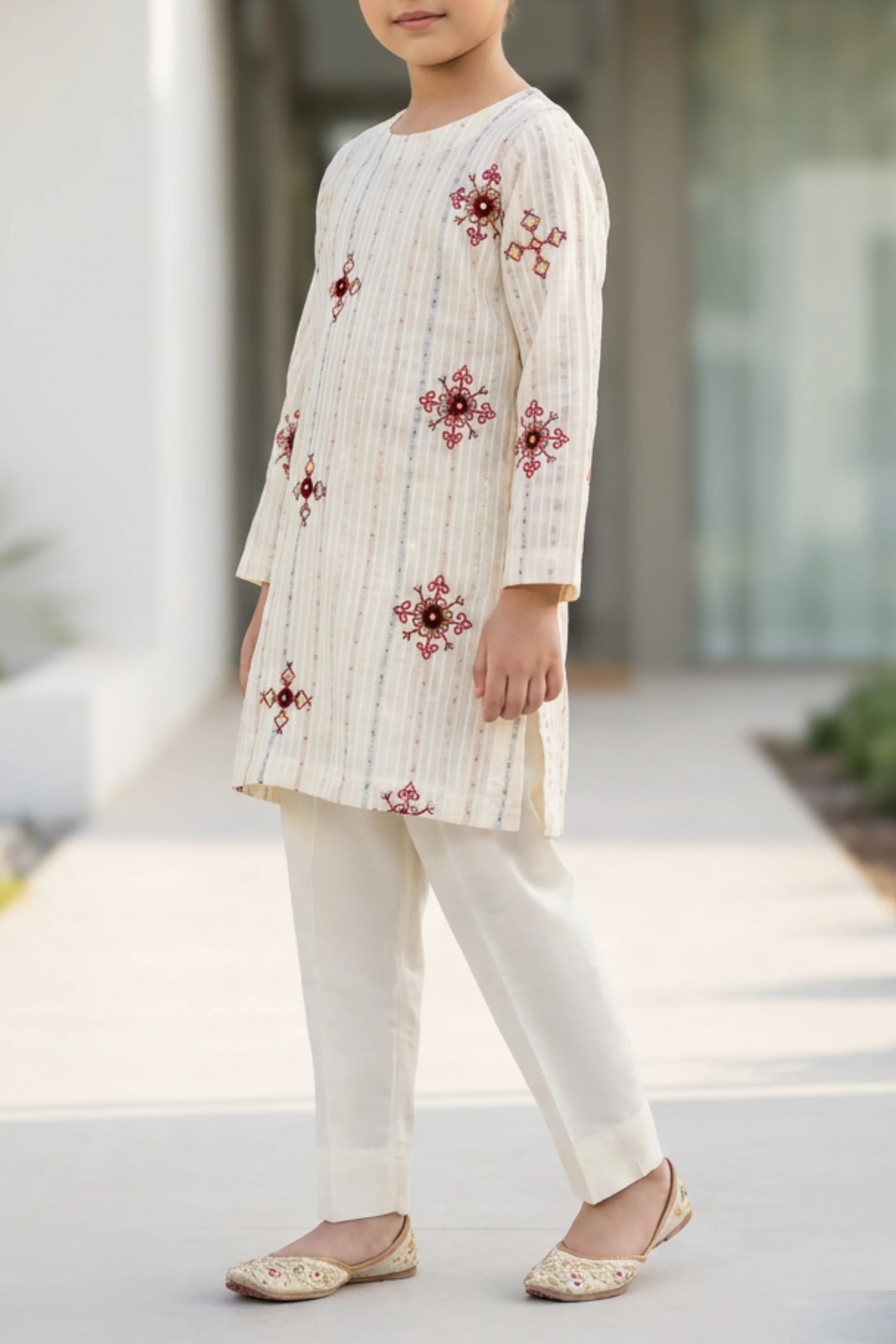 Motif Kids Embroidered Suit-008 - Image 4