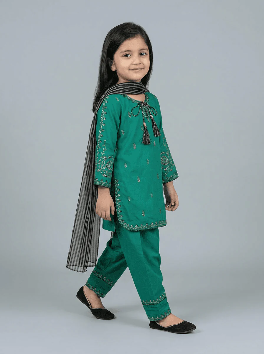 Motif Kids Embroidered Suit-26402 - Image 3