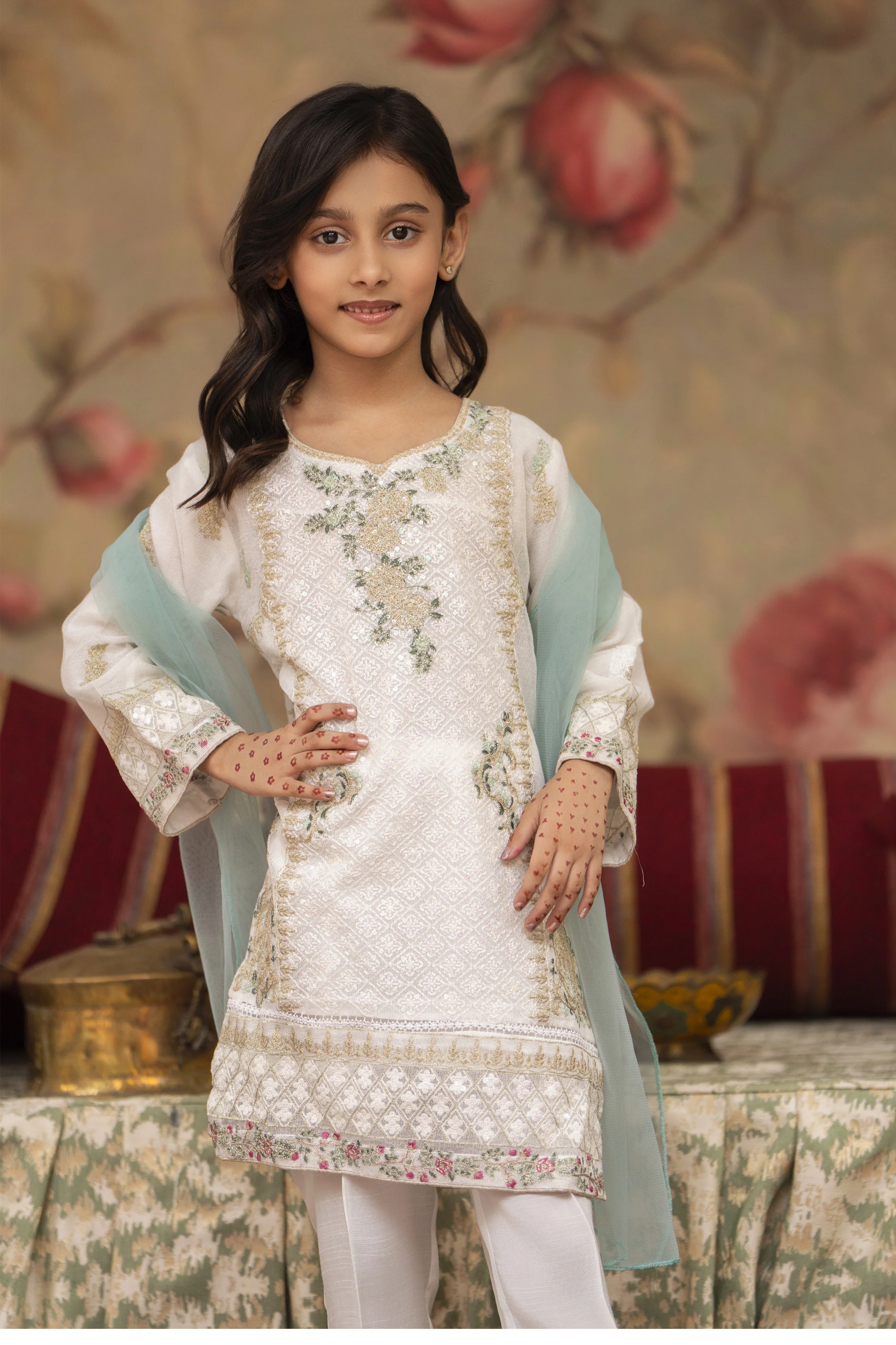 Motif Kids Khaddi Net Embroidered Suit-054 - Image 2
