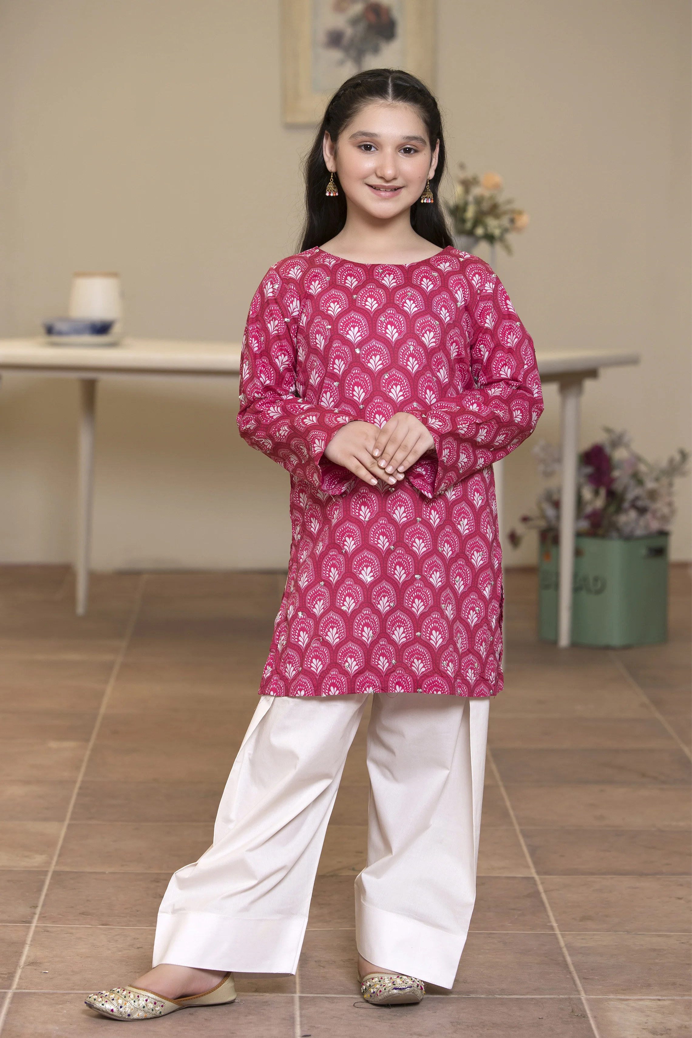 Motif Kids Lawn Embroidered Co-ord Set-013
