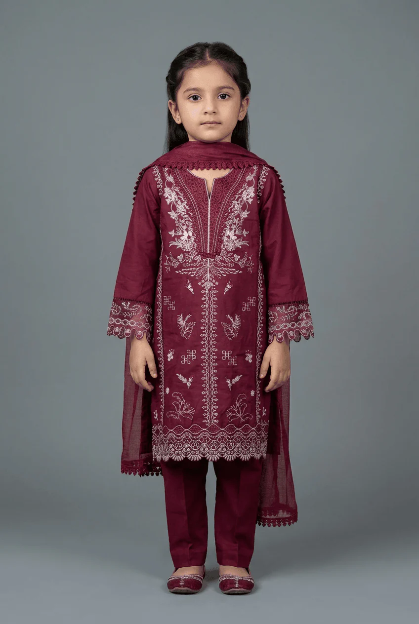 Motif Kids Lawn Embroidered Suit-034