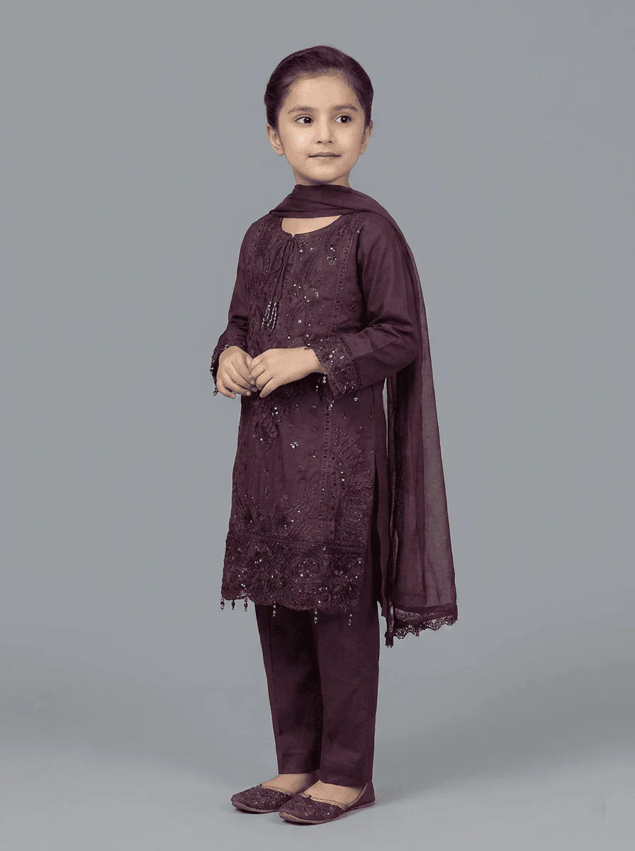 Motif Kids Lawn Embroidered Suit-035 - Image 3