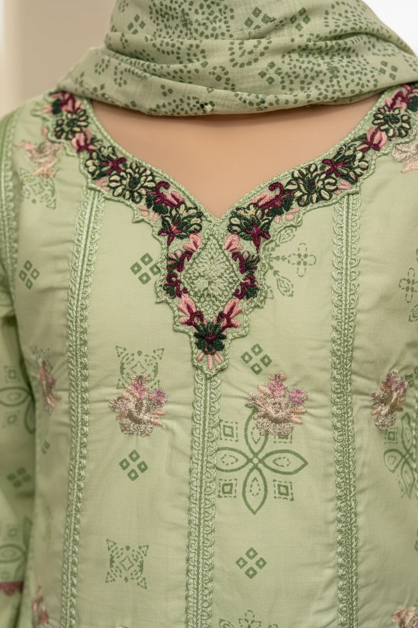 Motif Kids Lawn Printed Embroidered Frock-25523 - Image 5