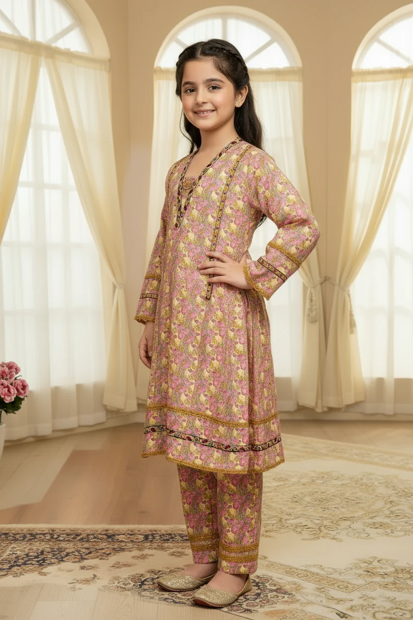 Motif Kids Lawn Printed Suit-25609 - Image 3