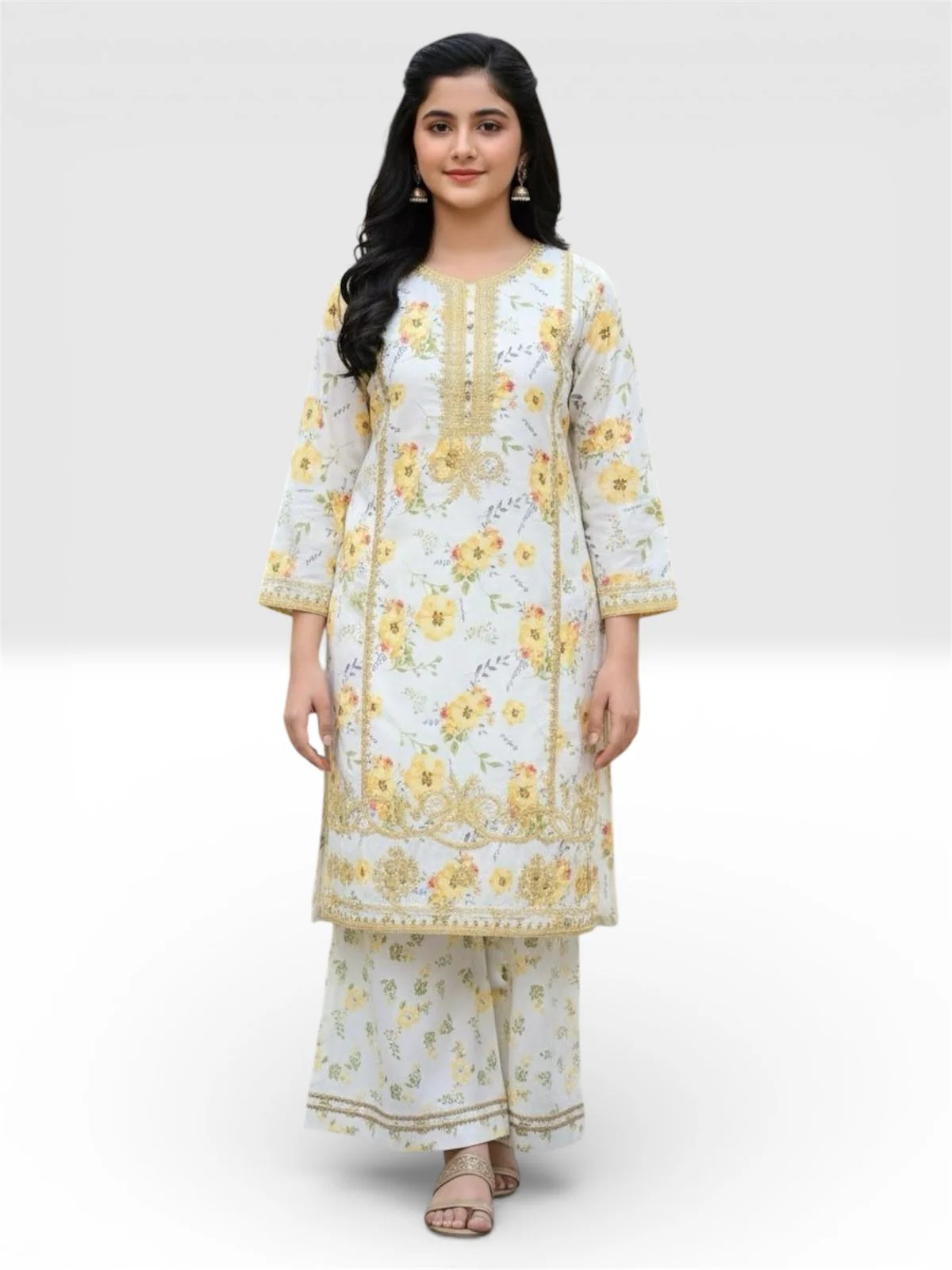 Motif Kids Lawn Printed Suit-26509