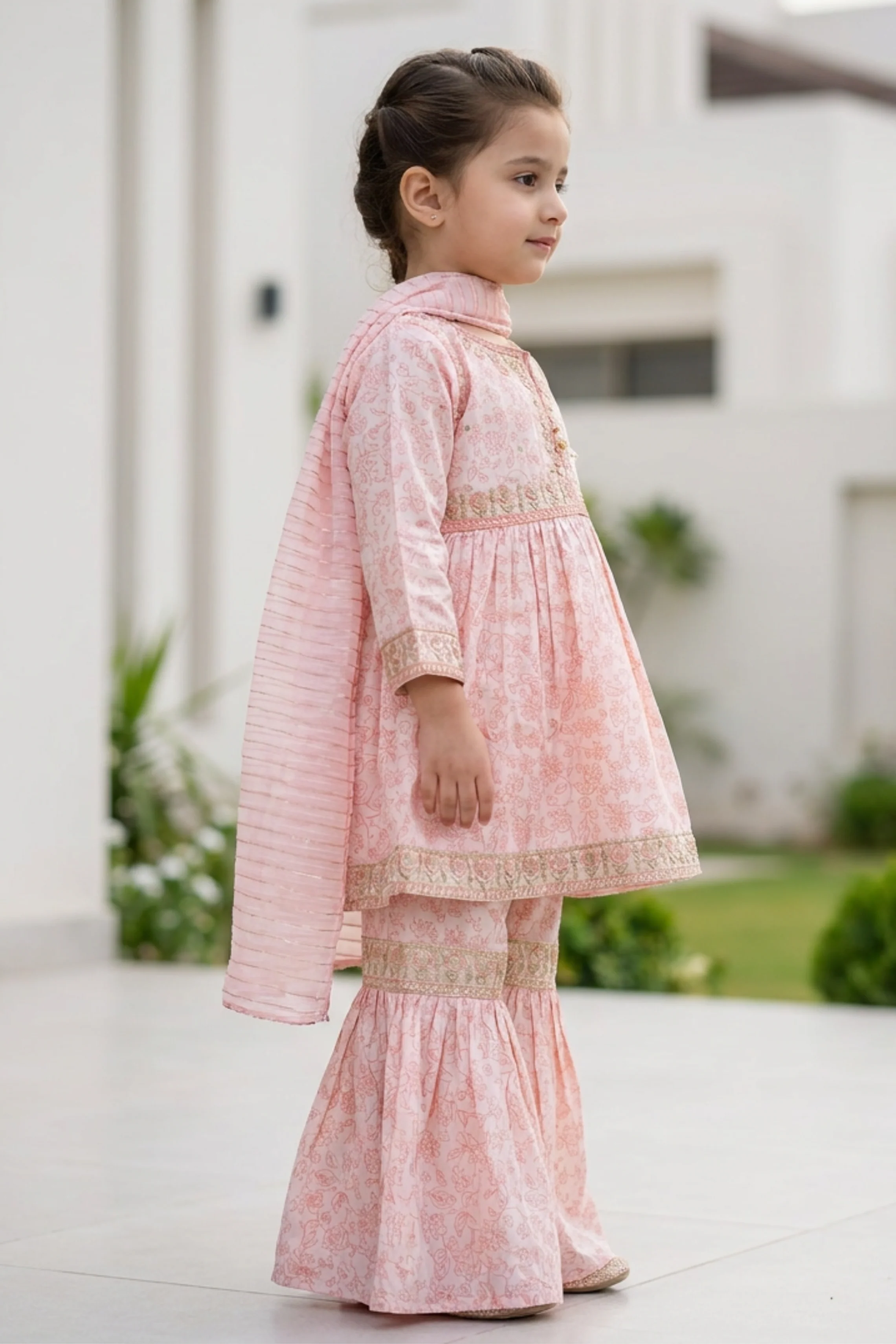 Motif Kids Printed Embroidered Suit-26310 - Image 4