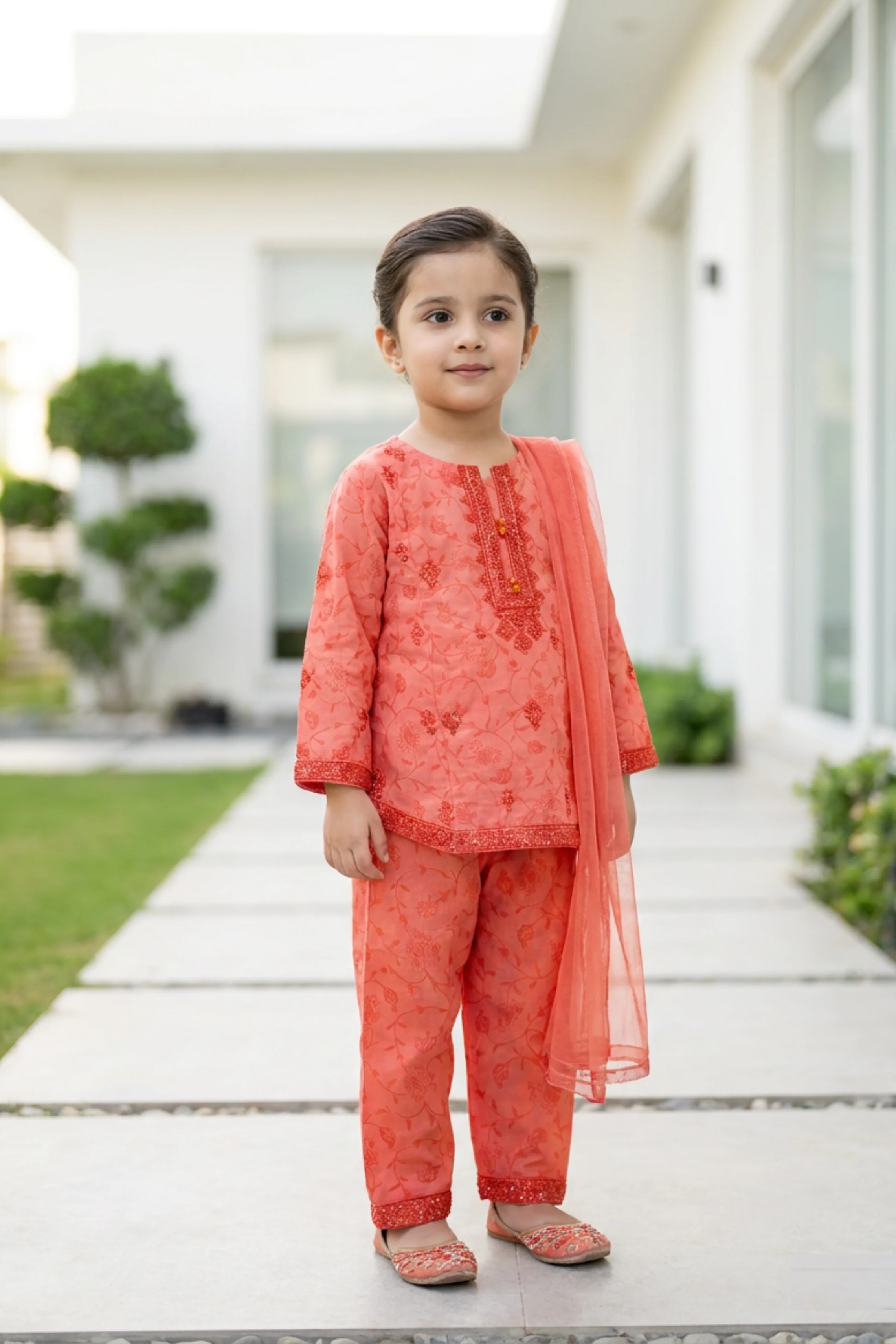 Motif Kids Printed Embroidered Suit-26313 - Image 3