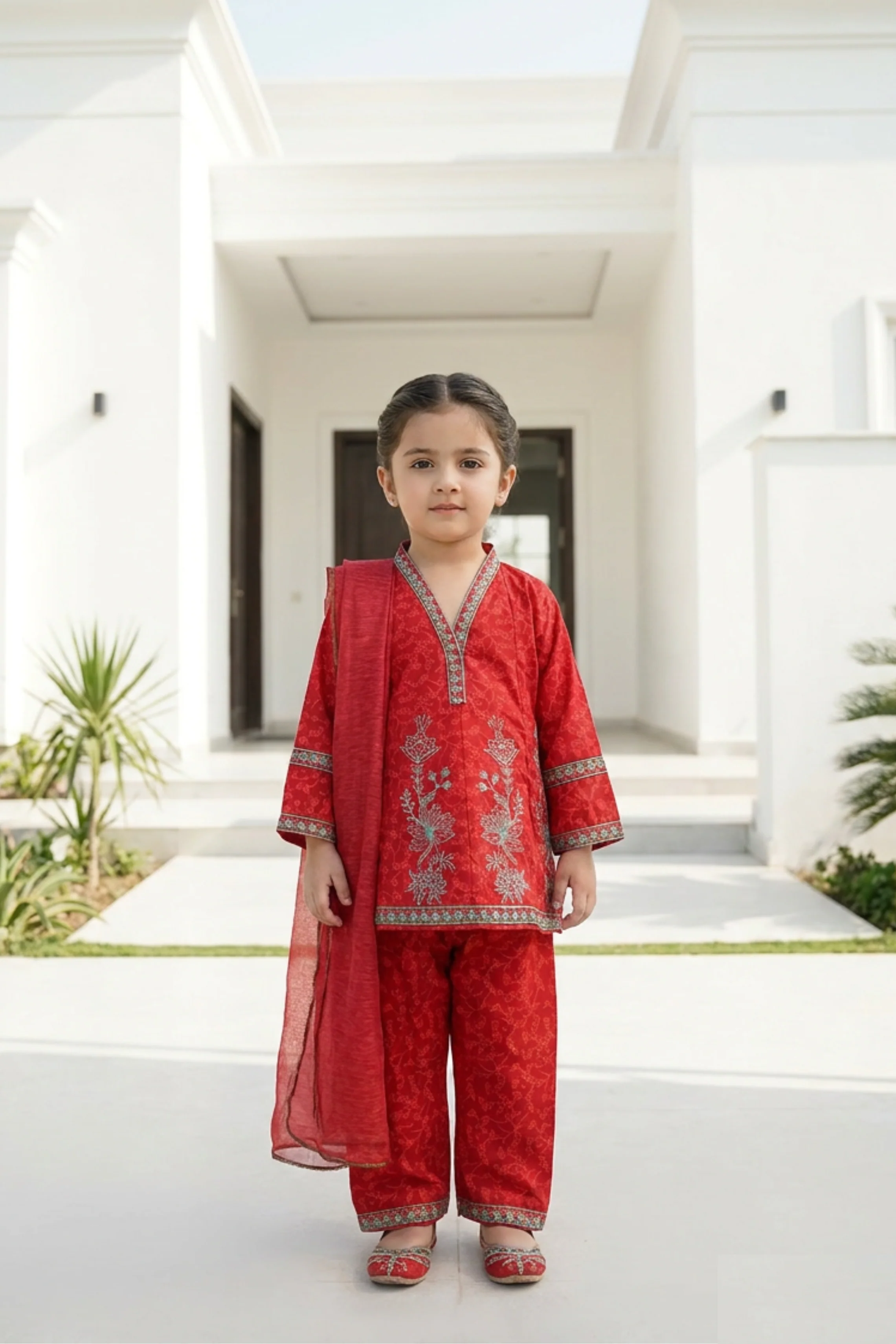 Motif Kids Printed Embroidered Suit-26320
