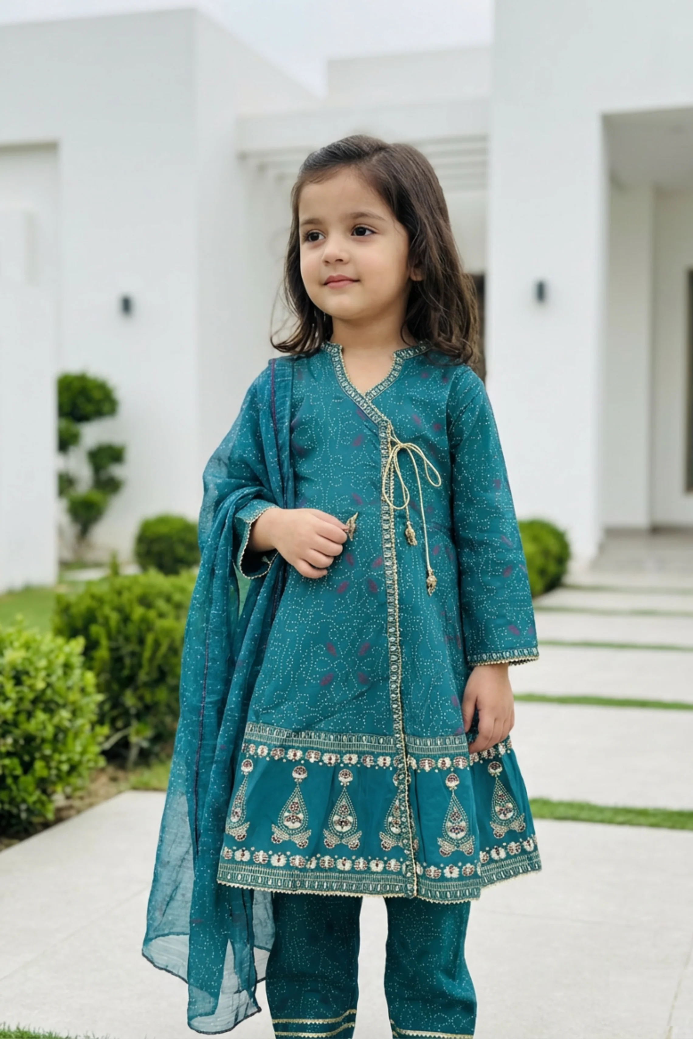 Motif Kids Printed Embroidered Suit-26556 - Image 2