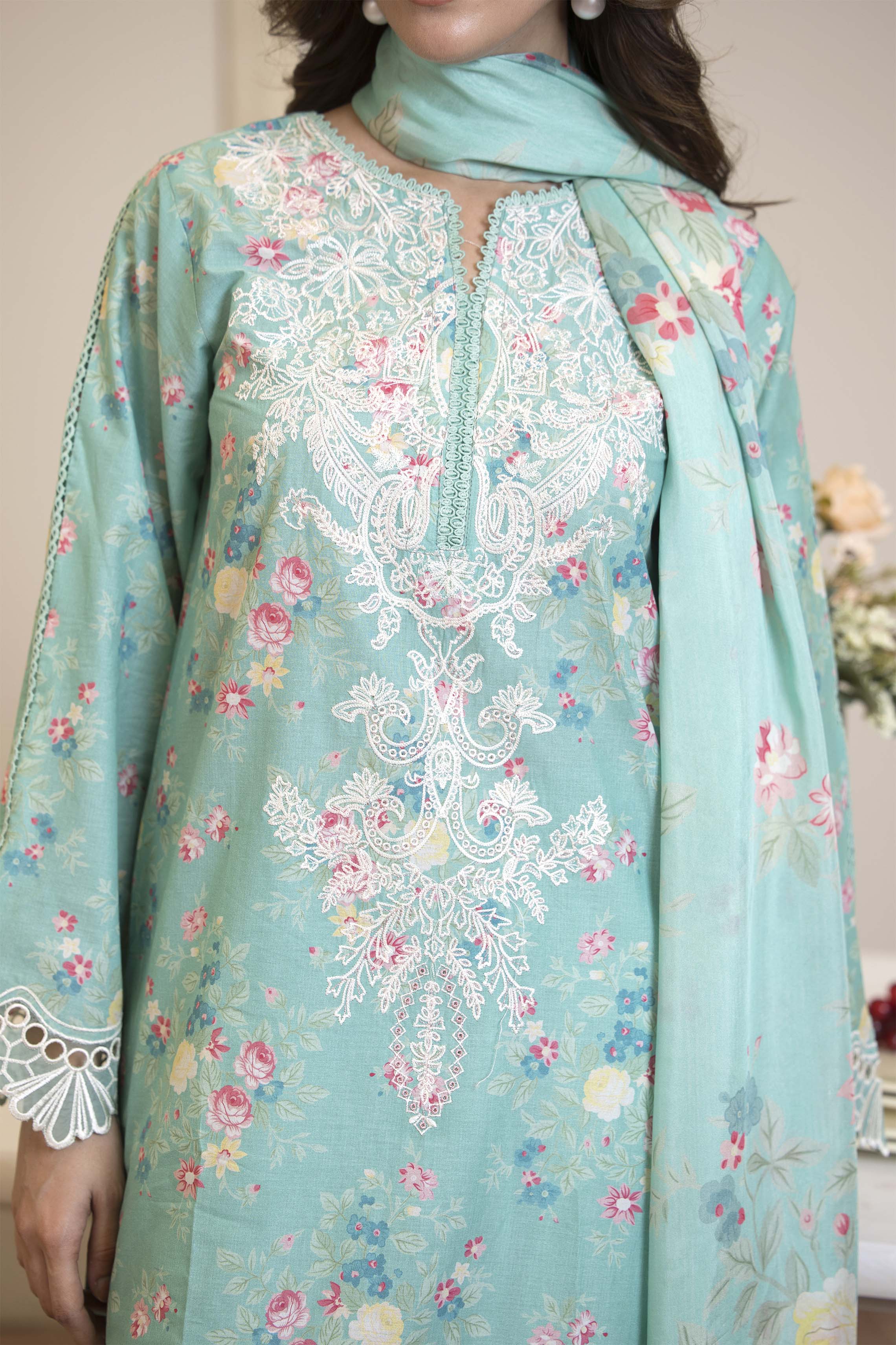 Motif Lawn Embroidered Suit-025 - Image 2
