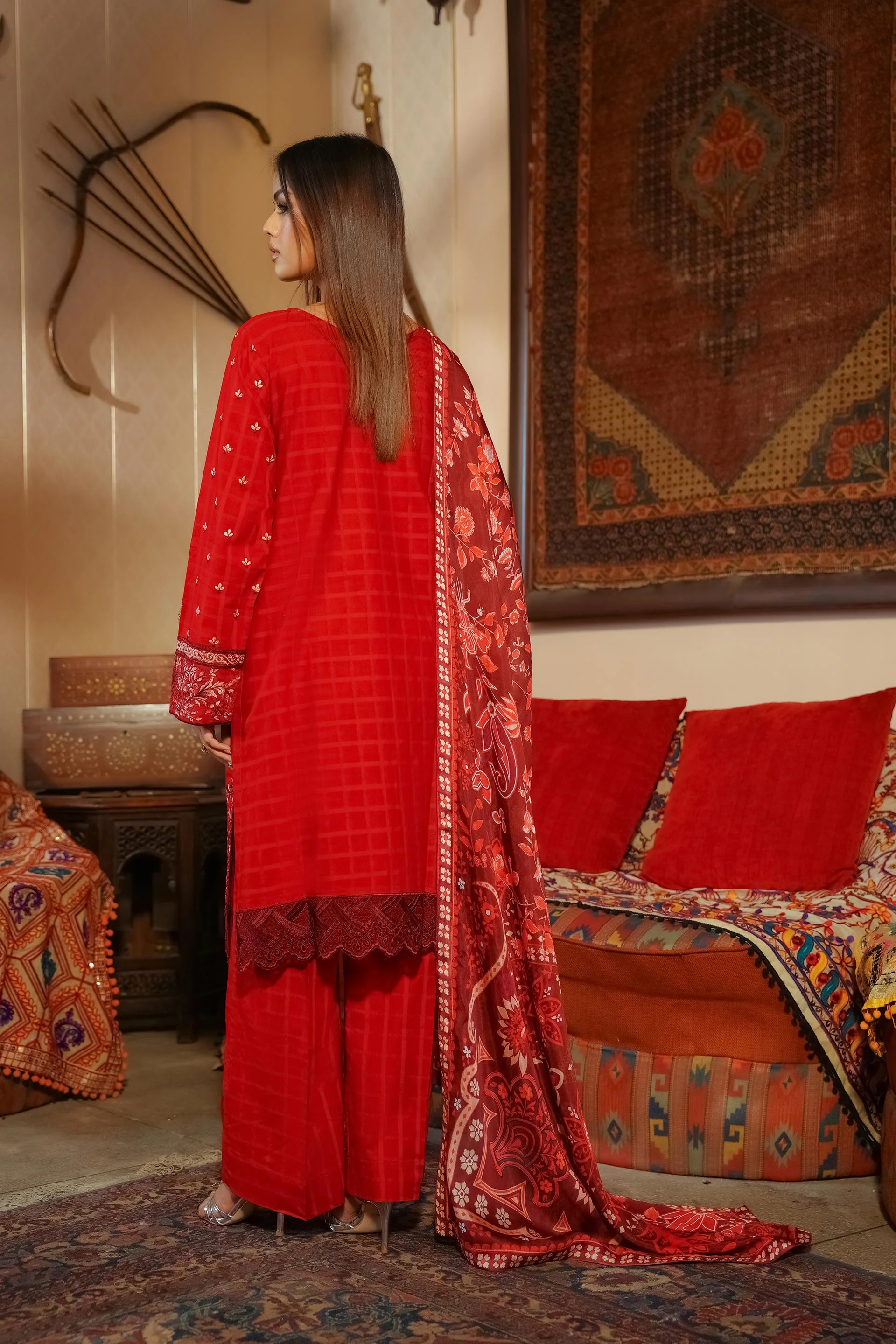 Motif Lawn Embroidered Suit-101 - Image 4