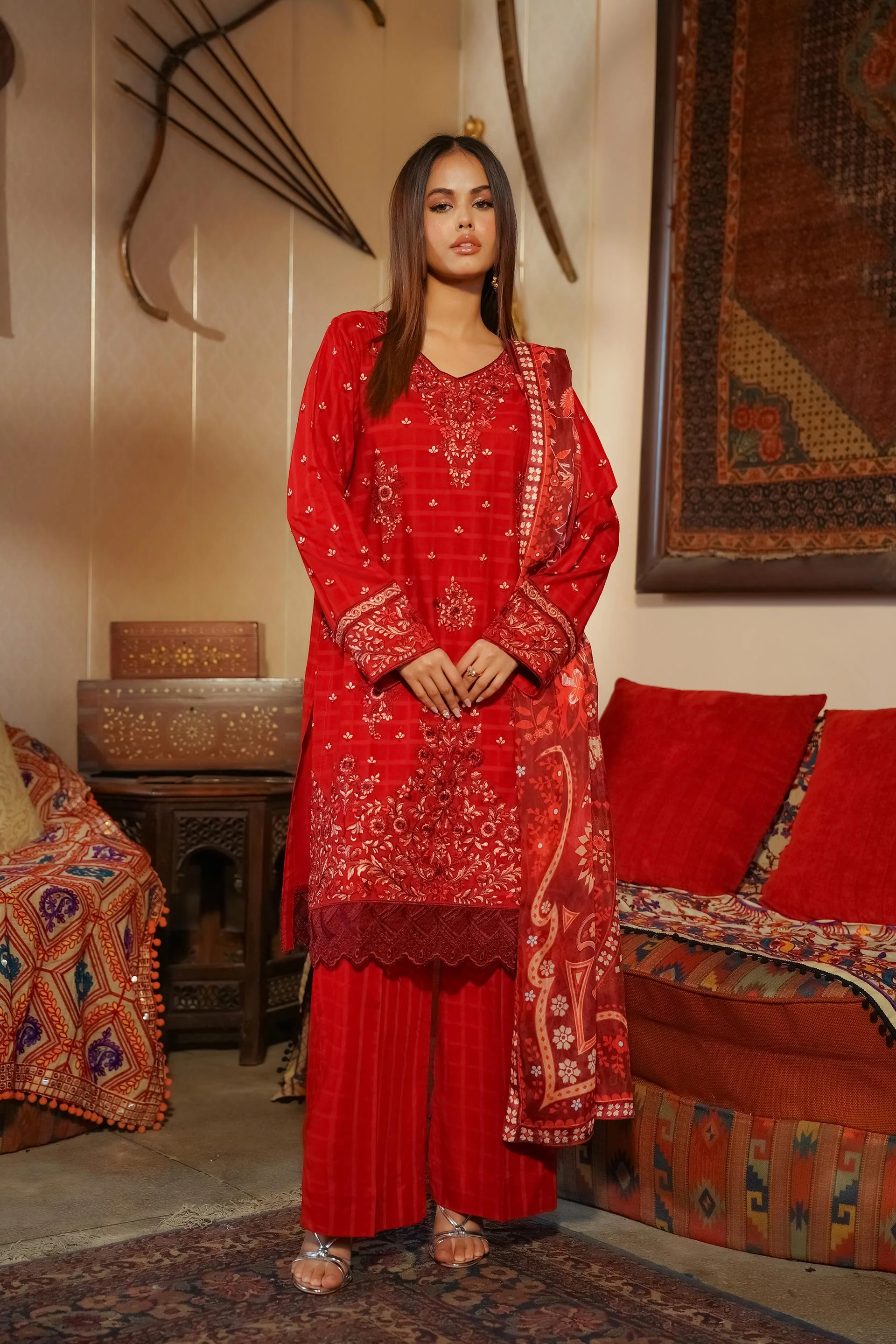 Motif Lawn Embroidered Suit-101 - Image 5