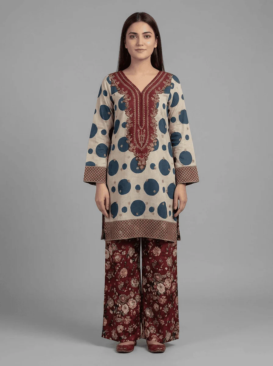 Motif Lawn Printed Co-ord Set-011 - Image 2