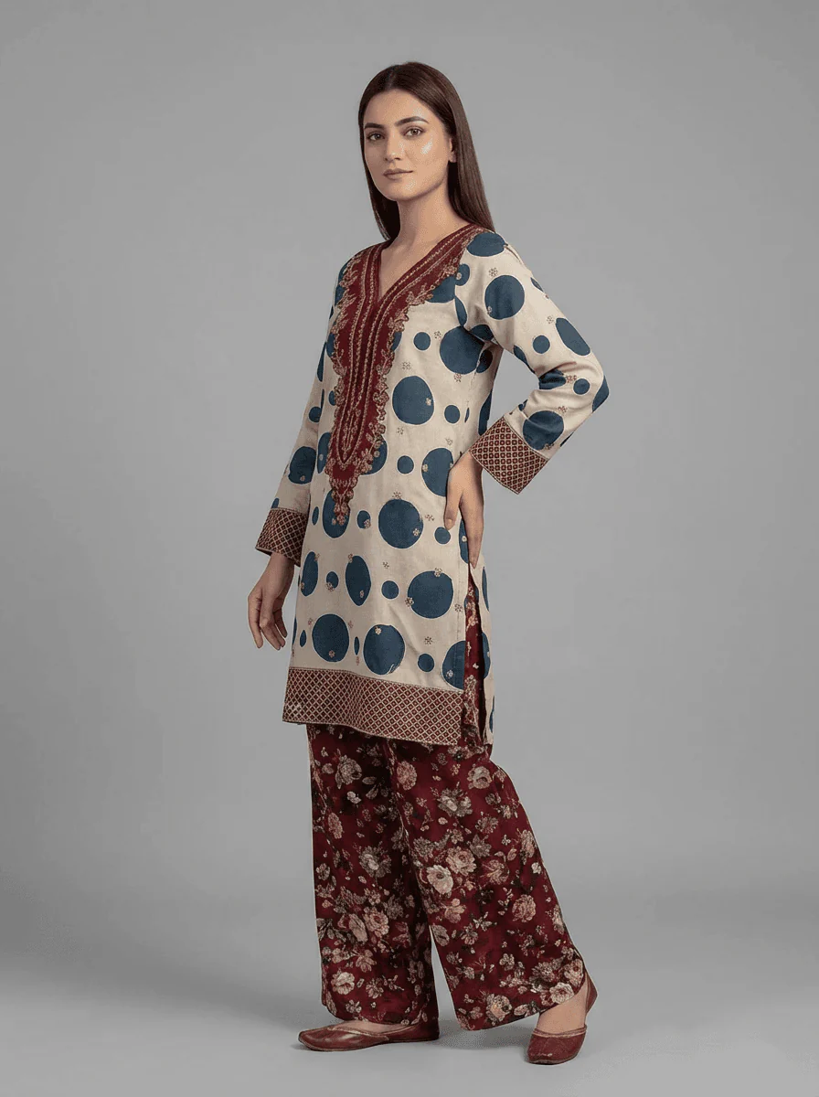 Motif Lawn Printed Co-ord Set-011 - Image 3