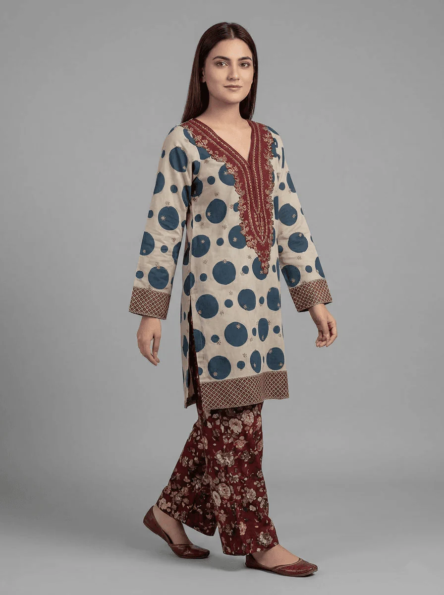 Motif Lawn Printed Co-ord Set-011 - Image 5