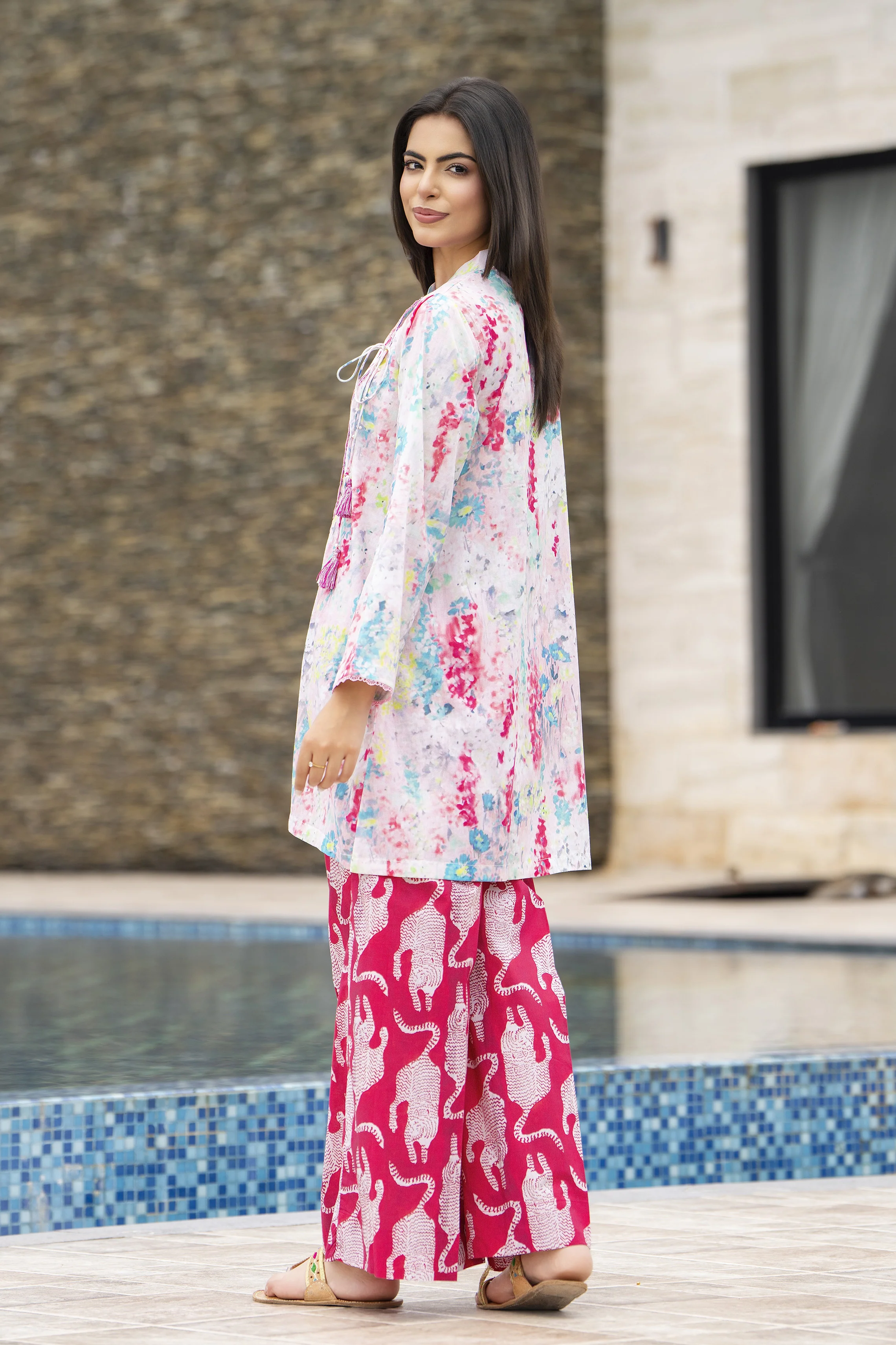 Motif Lawn Printed Co-ord Set-035 - Image 6