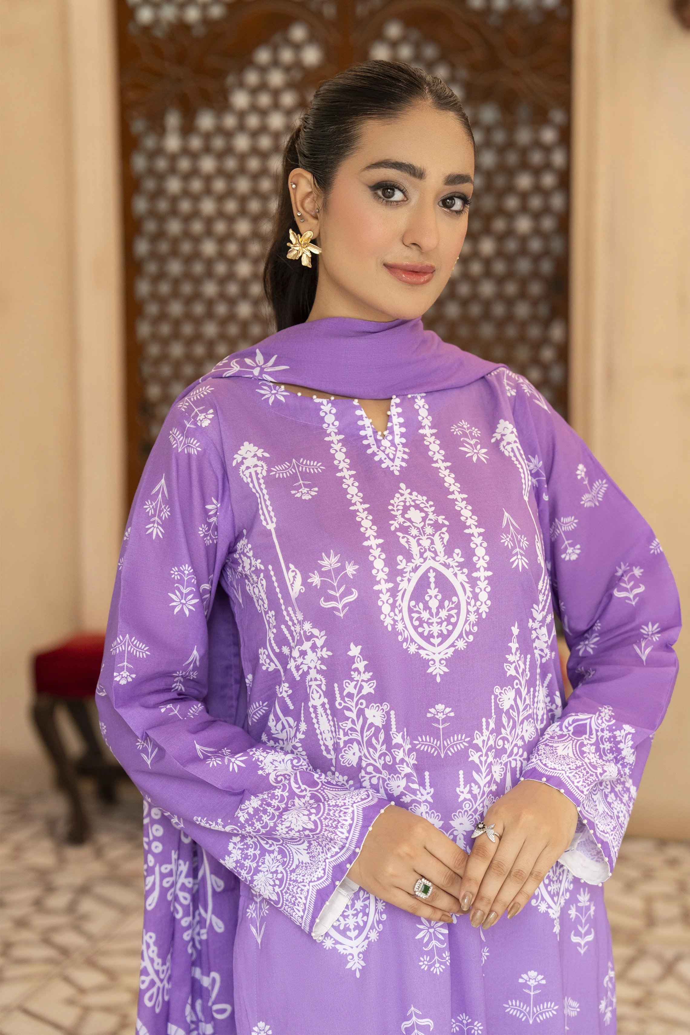 Motif Lawn Printed Suit-008 - Image 3