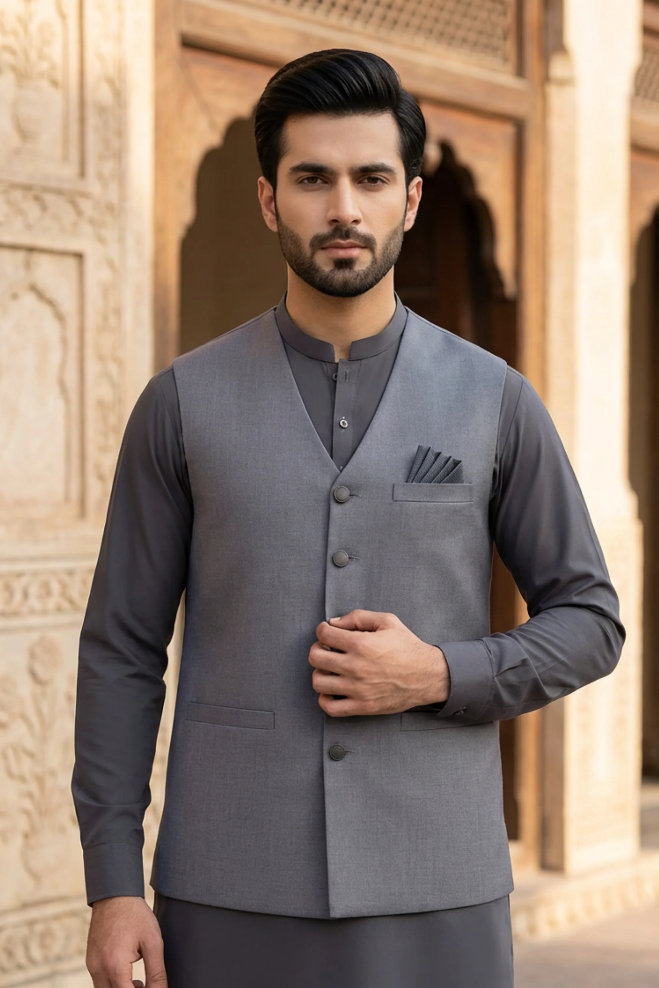 Motif Men's Waistcoat-8084 - Image 3